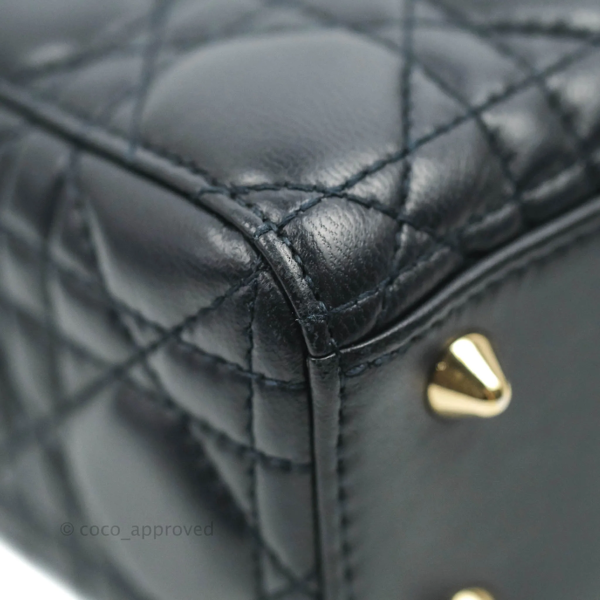 Christian Dior My ABCDior Lady Dior Navy Lambskin Gold Hardware with Twilly