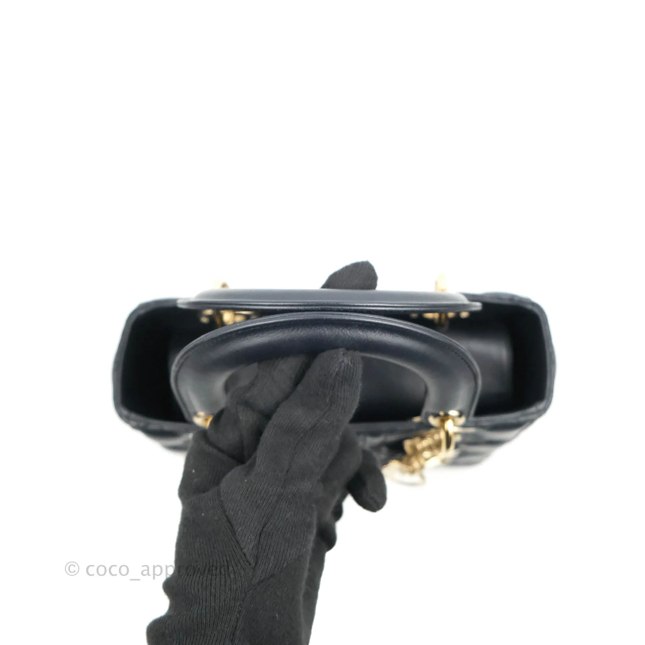 Christian Dior My ABCDior Lady Dior Navy Lambskin Gold Hardware with Twilly