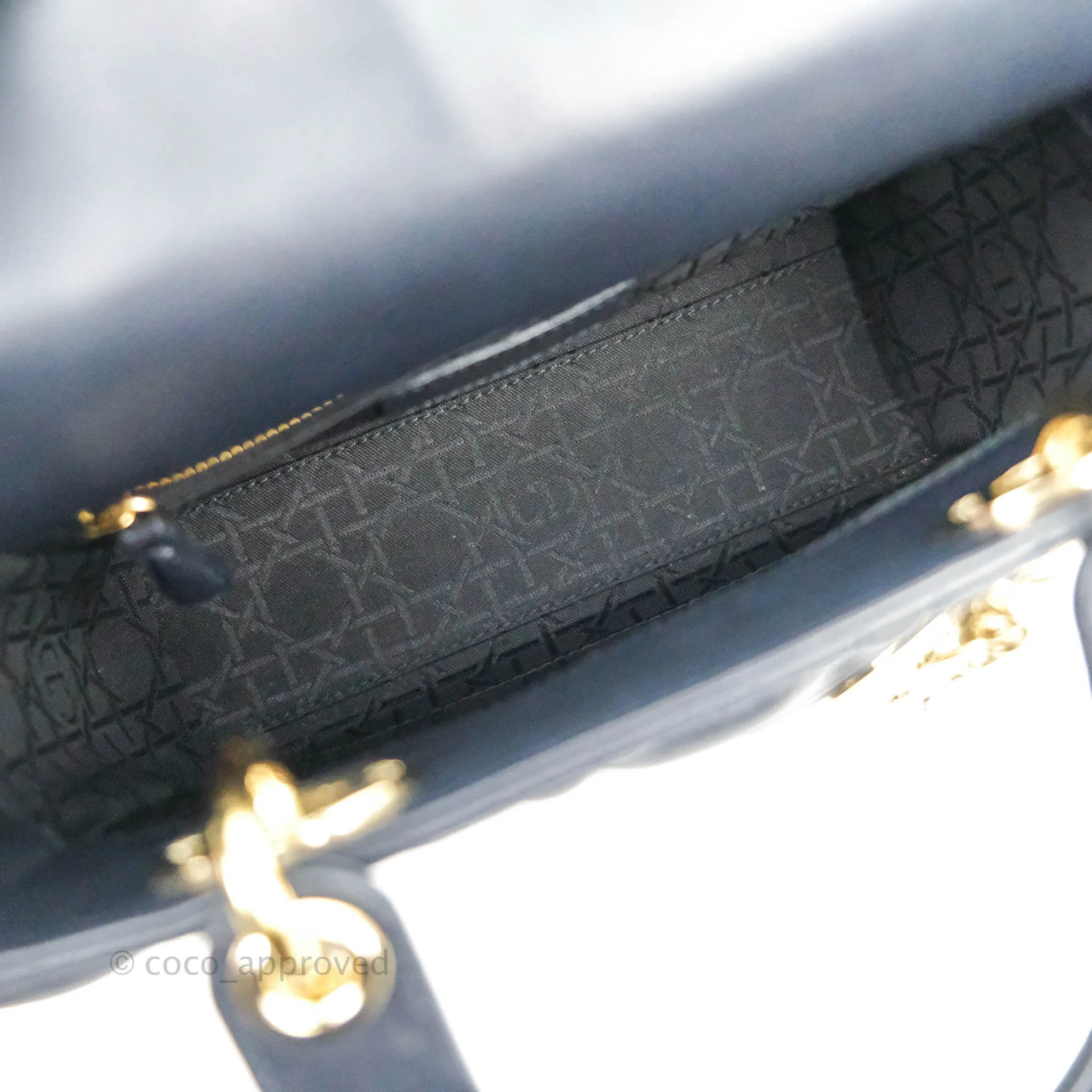 Christian Dior My ABCDior Lady Dior Navy Lambskin Gold Hardware with Twilly