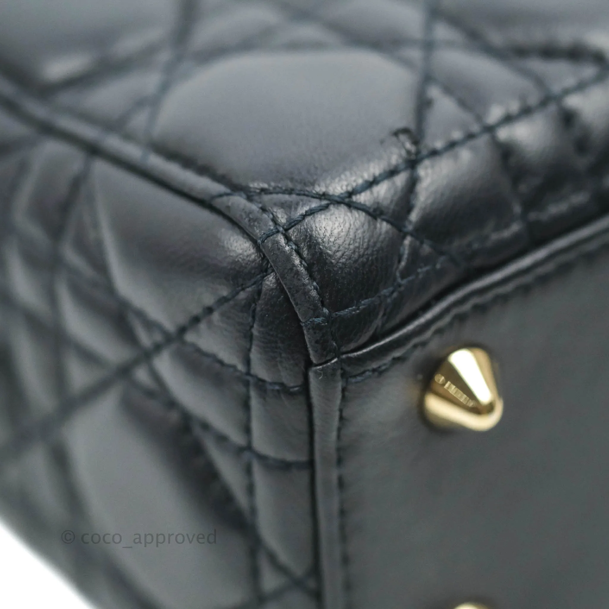 Christian Dior My ABCDior Lady Dior Navy Lambskin Gold Hardware with Twilly