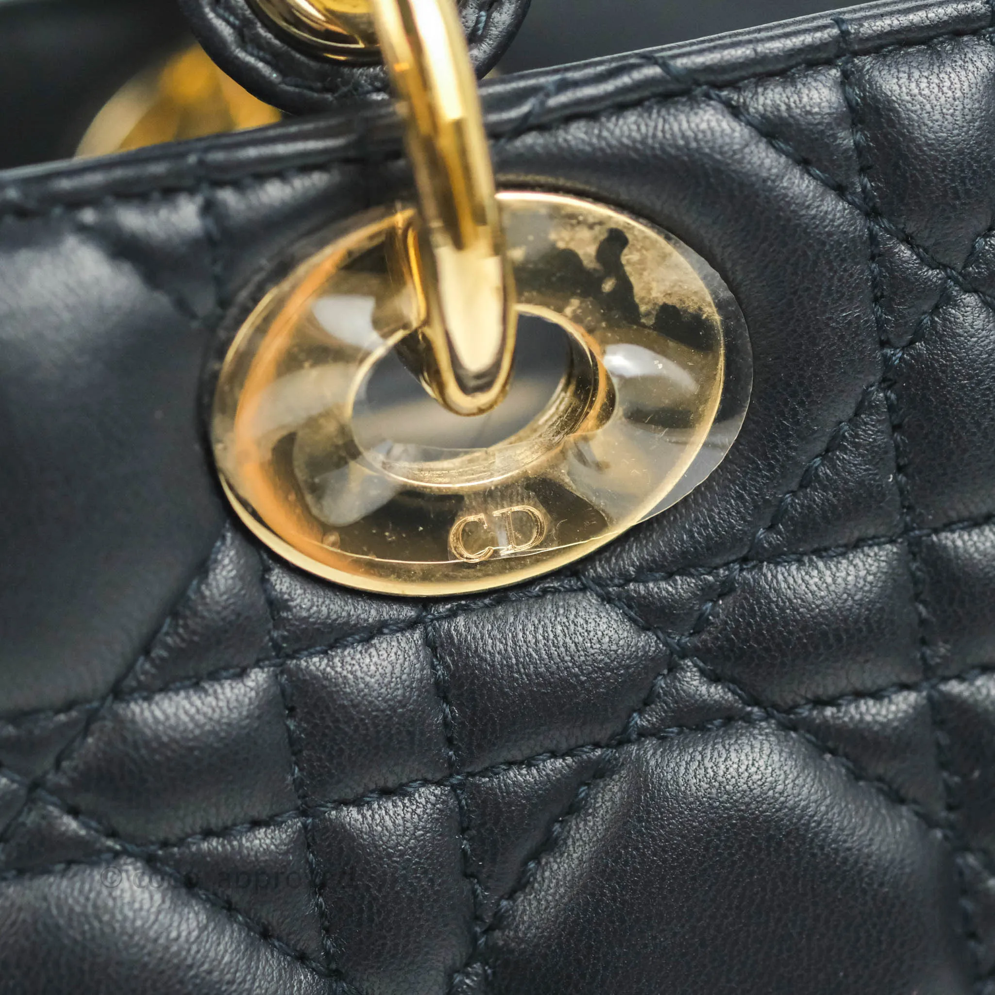 Christian Dior My ABCDior Lady Dior Navy Lambskin Gold Hardware with Twilly