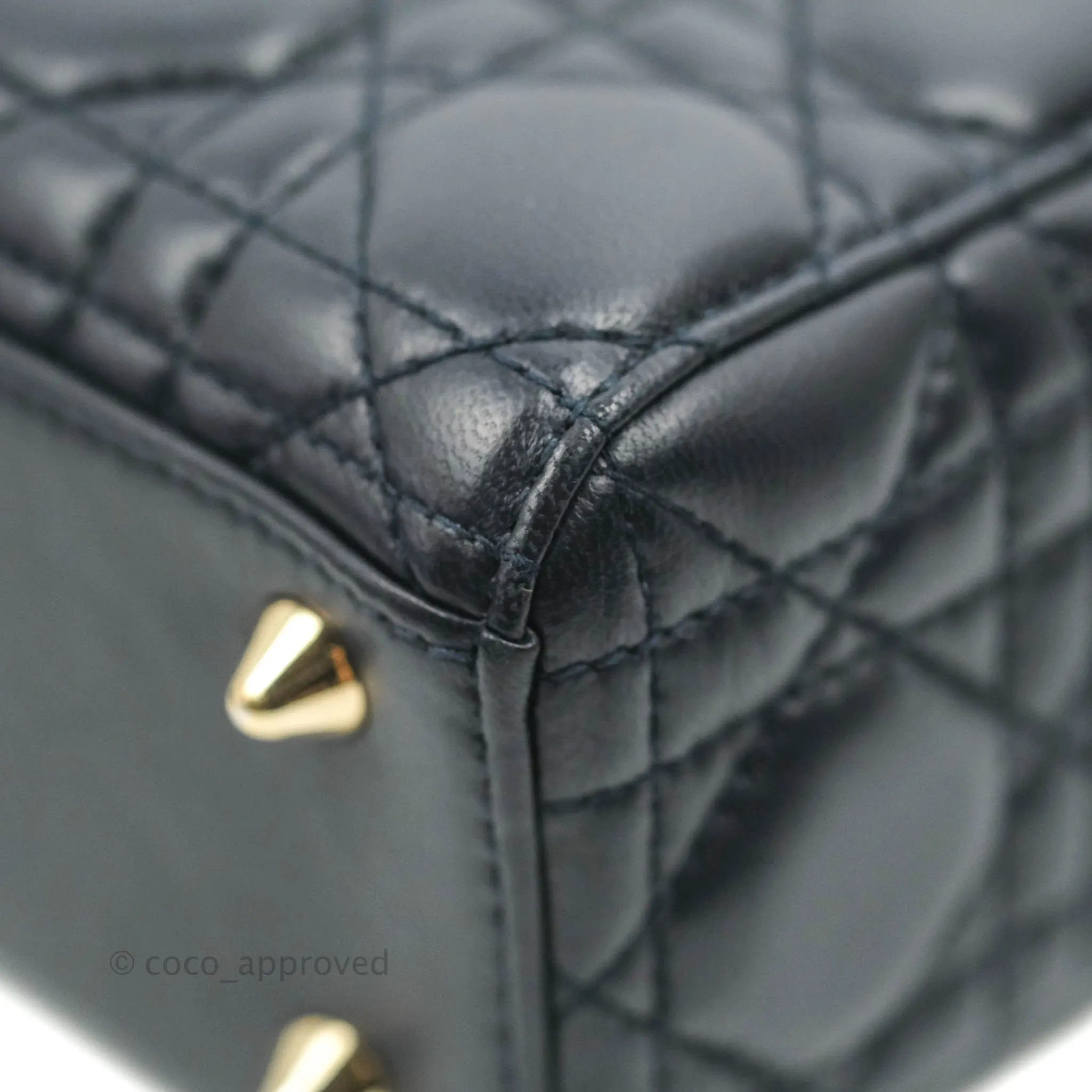 Christian Dior My ABCDior Lady Dior Navy Lambskin Gold Hardware with Twilly