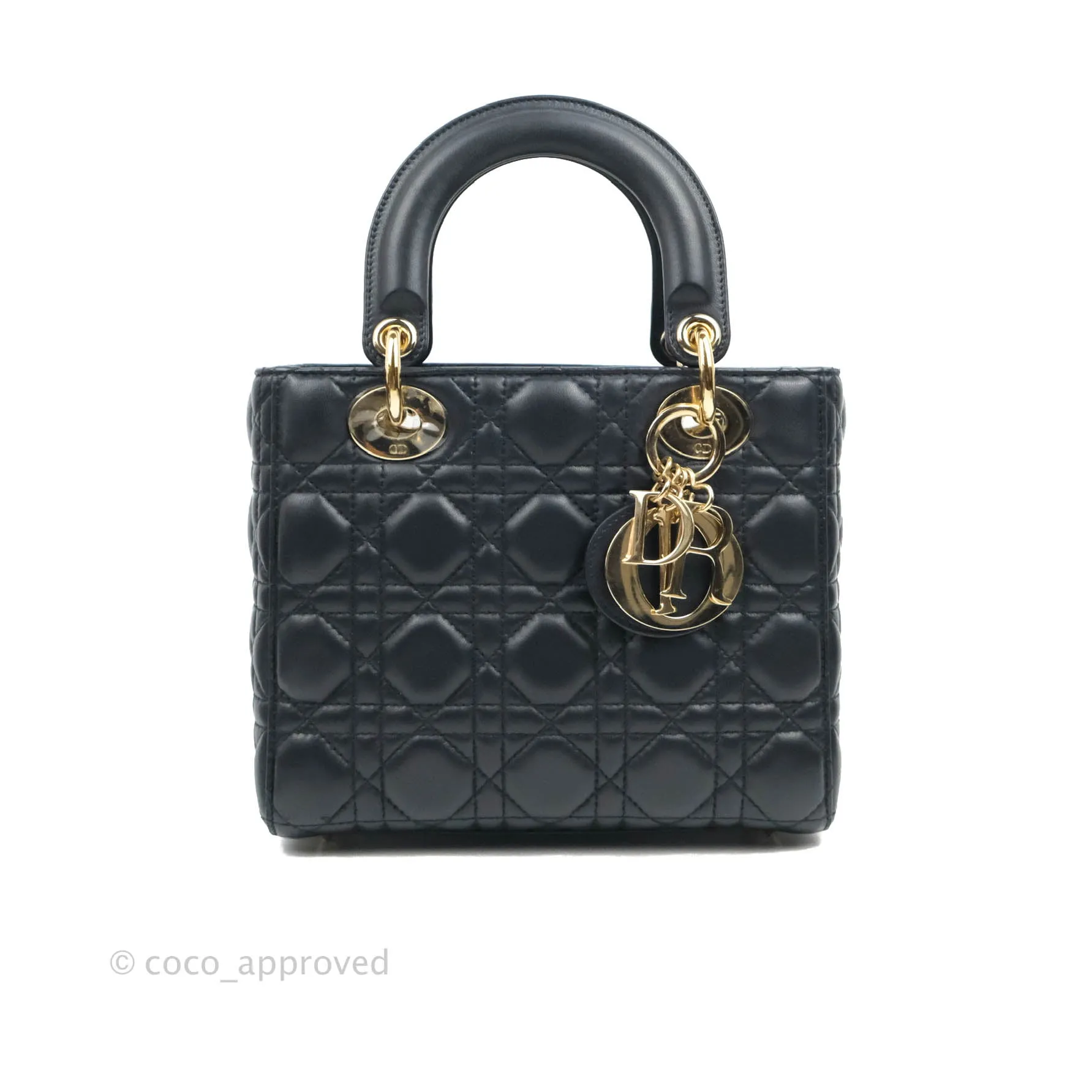 Christian Dior My ABCDior Lady Dior Navy Lambskin Gold Hardware with Twilly