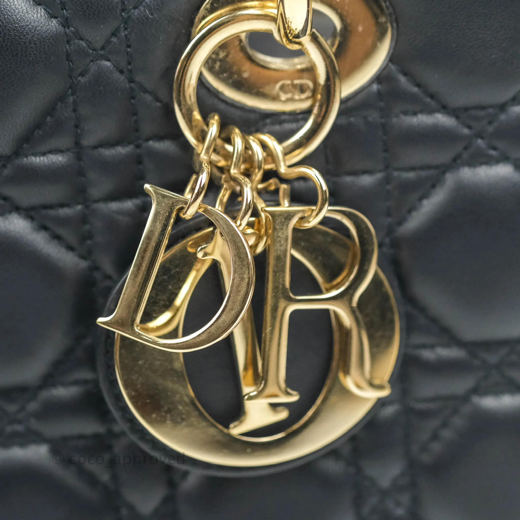Christian Dior My ABCDior Lady Dior Navy Lambskin Gold Hardware with Twilly