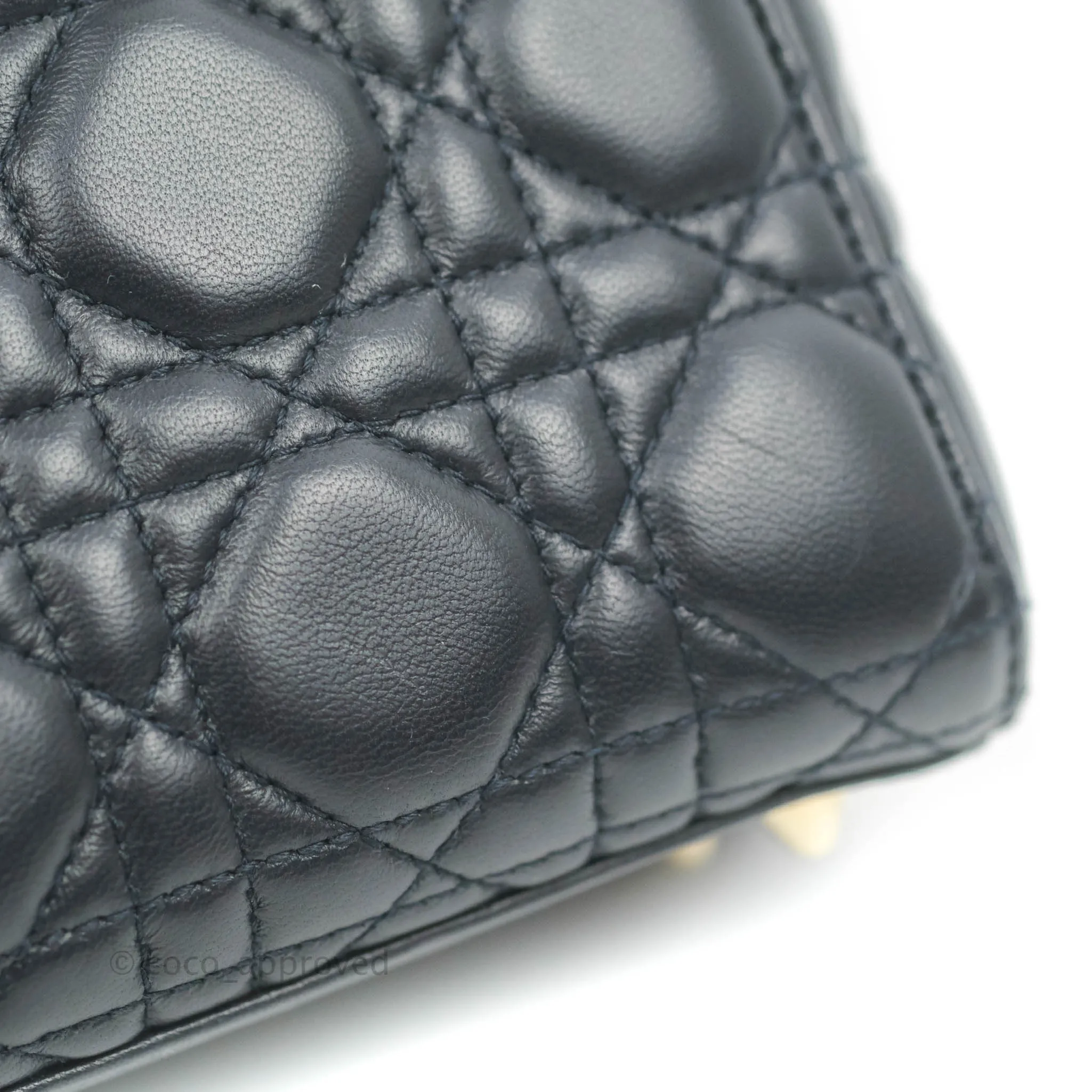 Christian Dior My ABCDior Lady Dior Navy Lambskin Gold Hardware with Twilly
