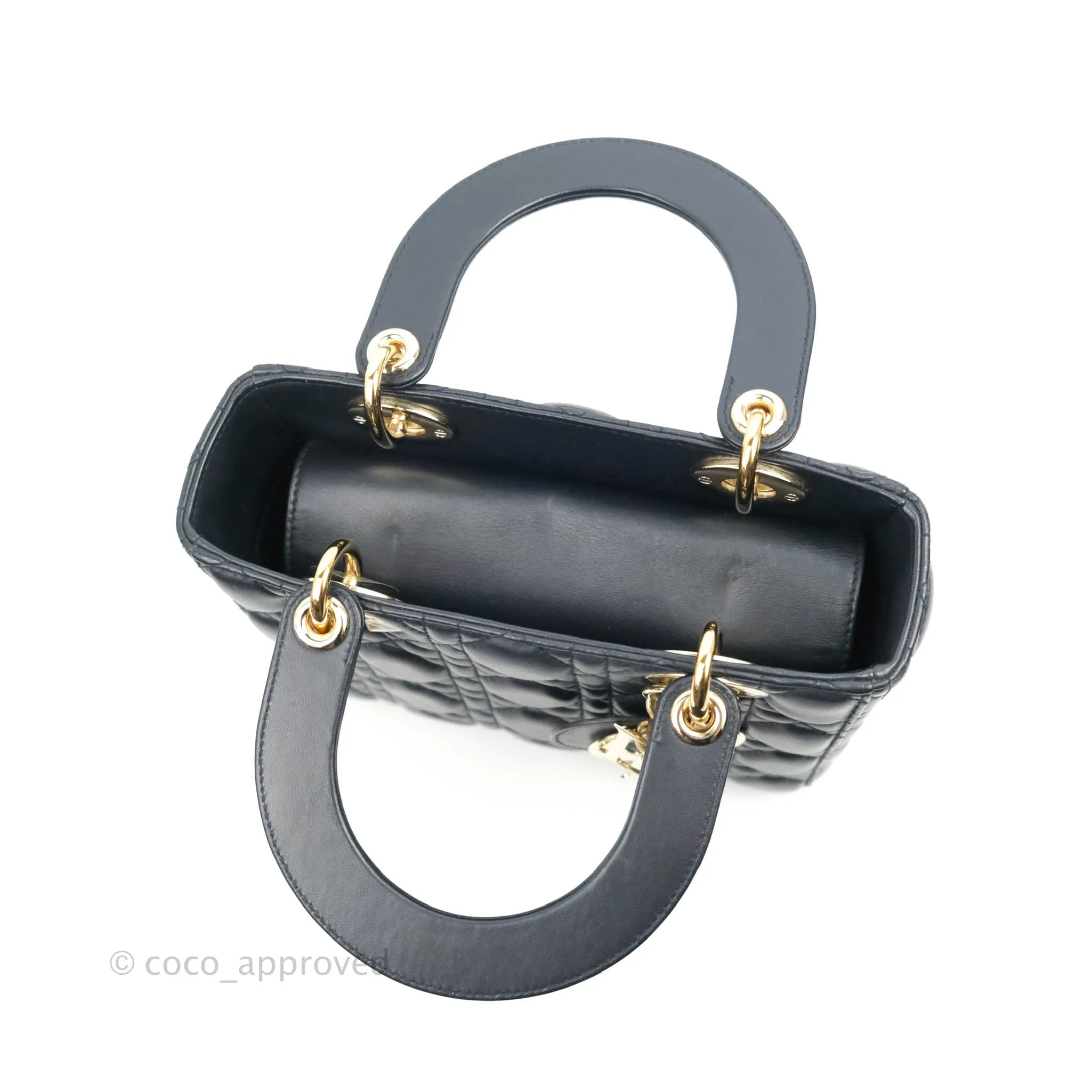 Christian Dior My ABCDior Lady Dior Navy Lambskin Gold Hardware with Twilly