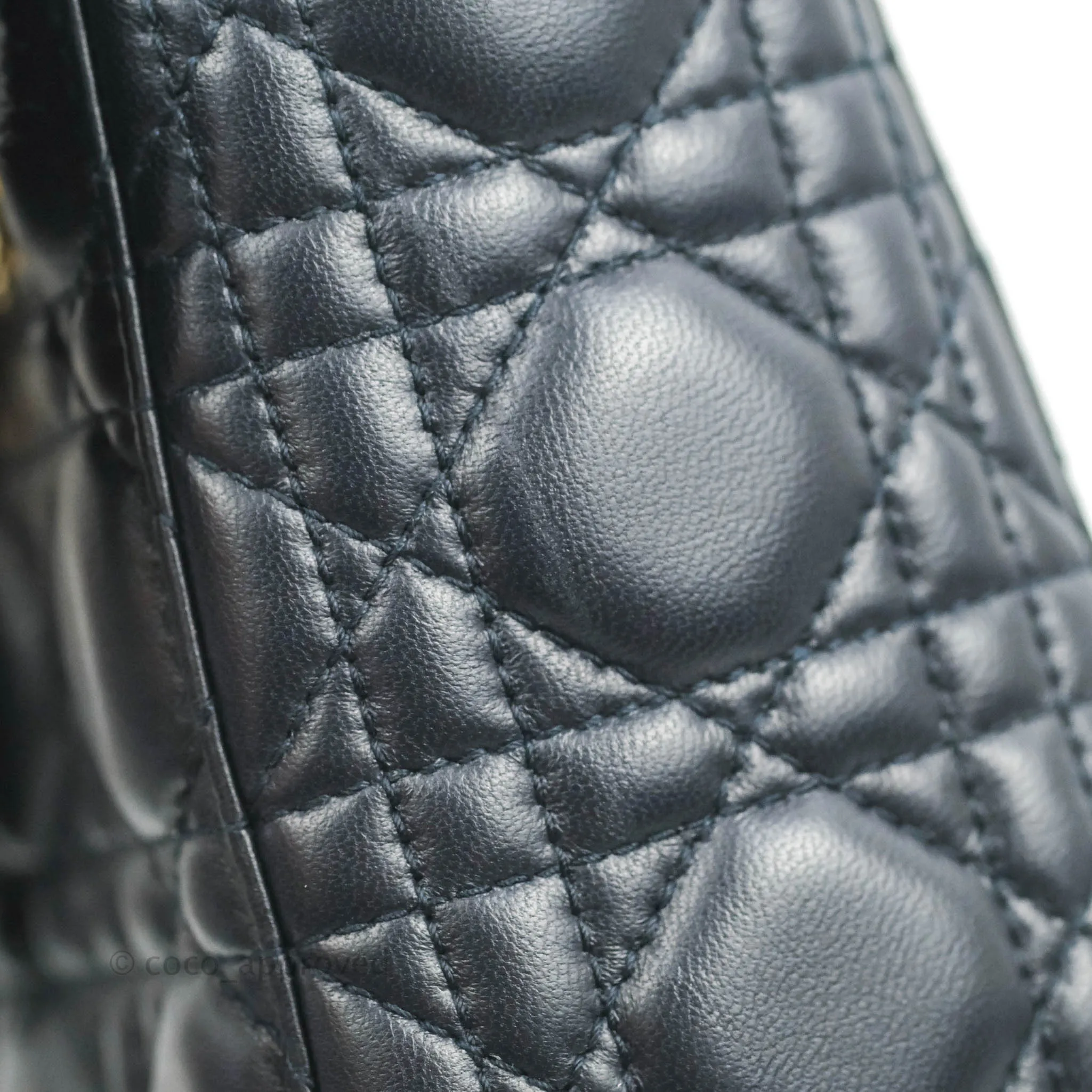 Christian Dior My ABCDior Lady Dior Navy Lambskin Gold Hardware with Twilly