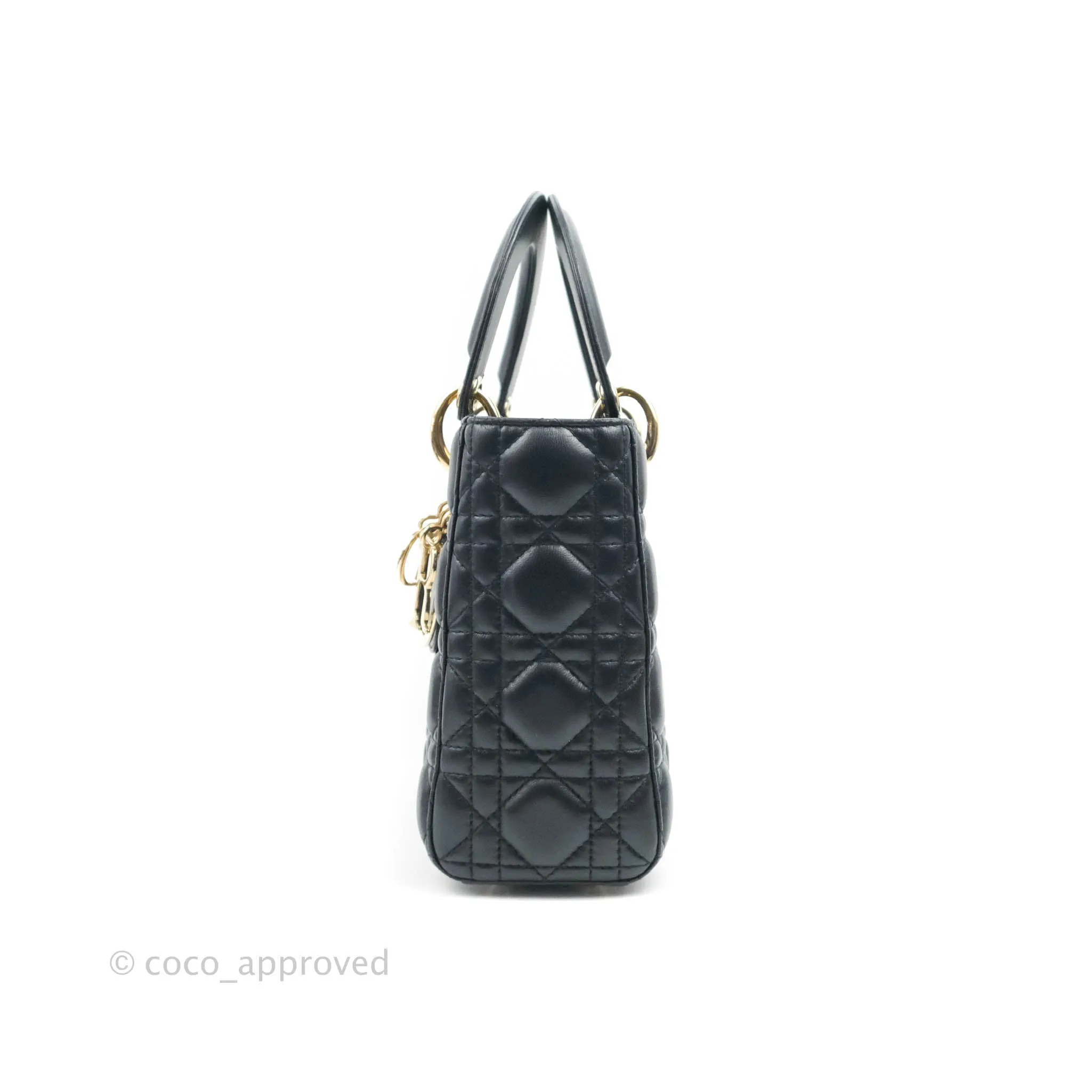 Christian Dior My ABCDior Lady Dior Navy Lambskin Gold Hardware with Twilly