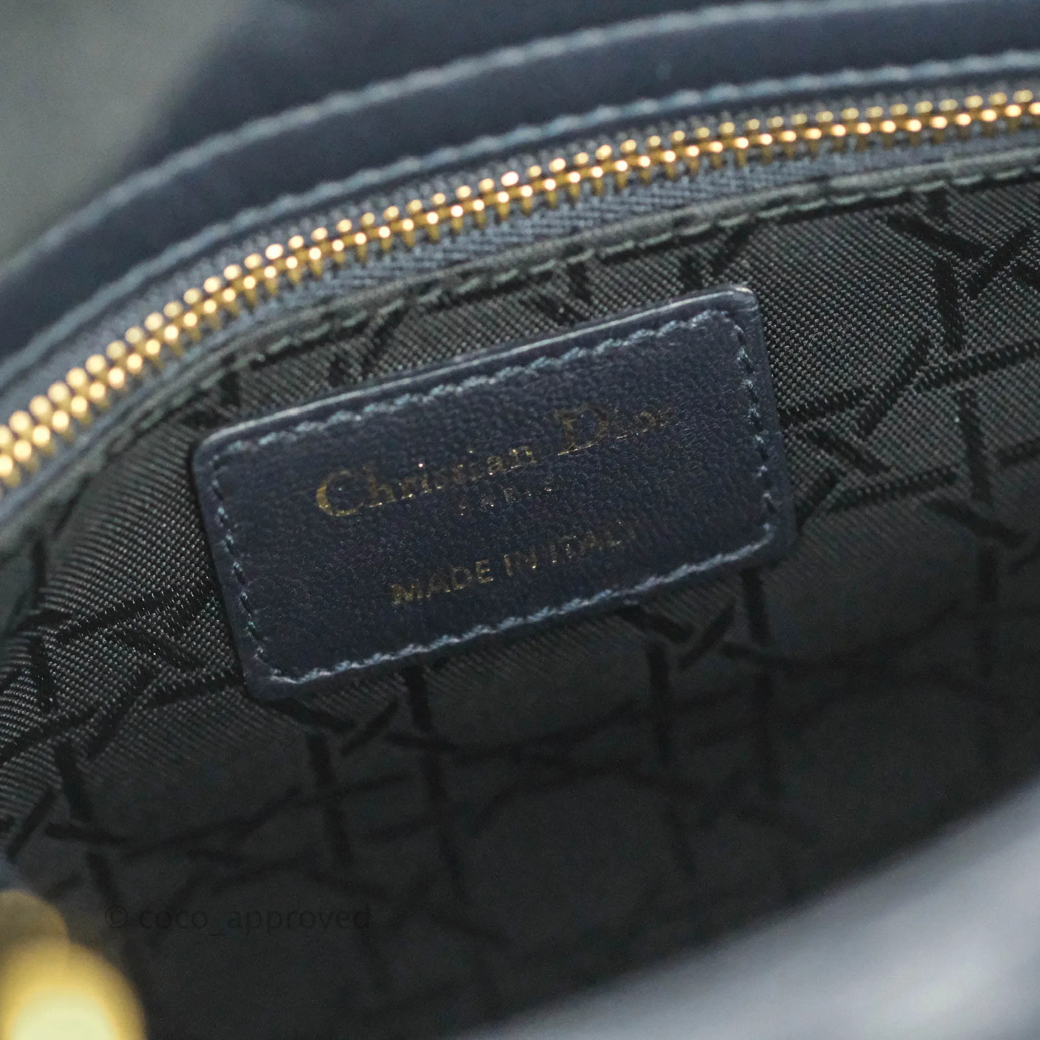 Christian Dior My ABCDior Lady Dior Navy Lambskin Gold Hardware with Twilly