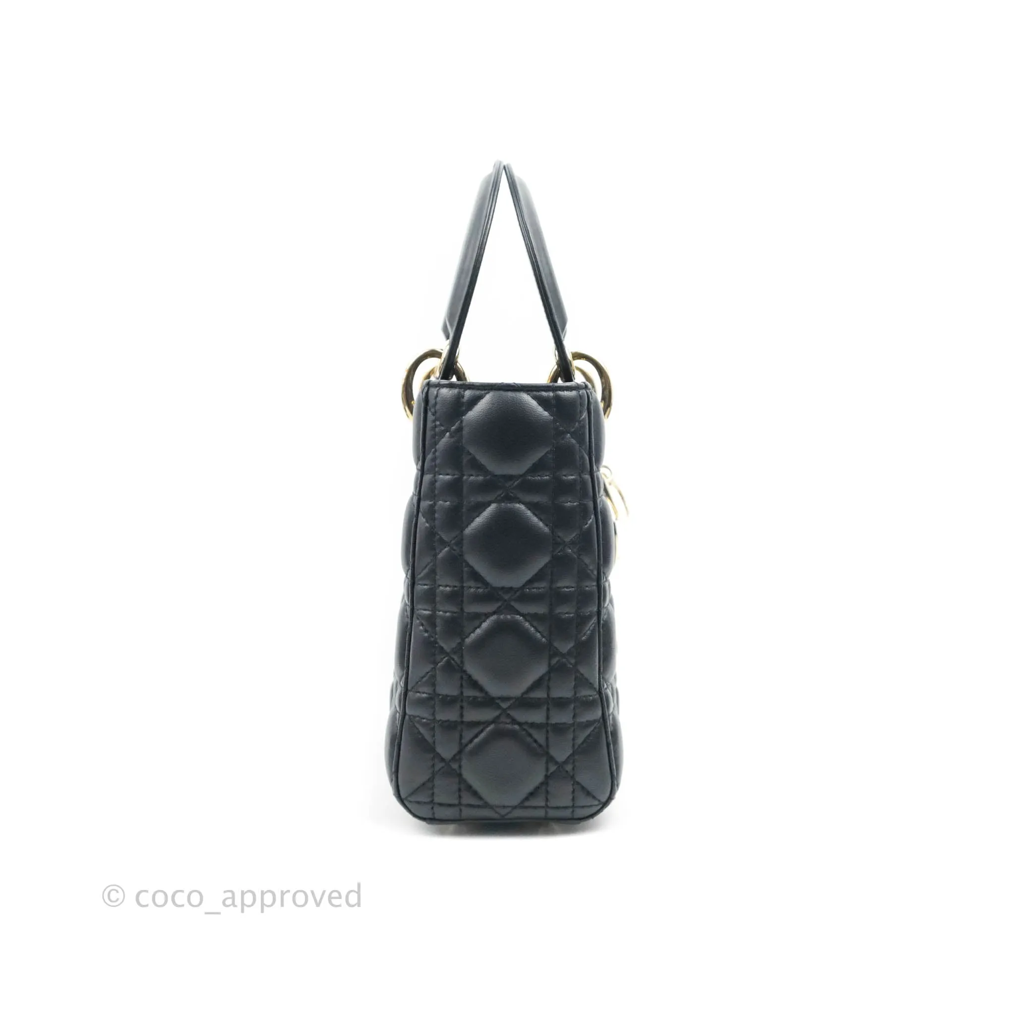 Christian Dior My ABCDior Lady Dior Navy Lambskin Gold Hardware with Twilly