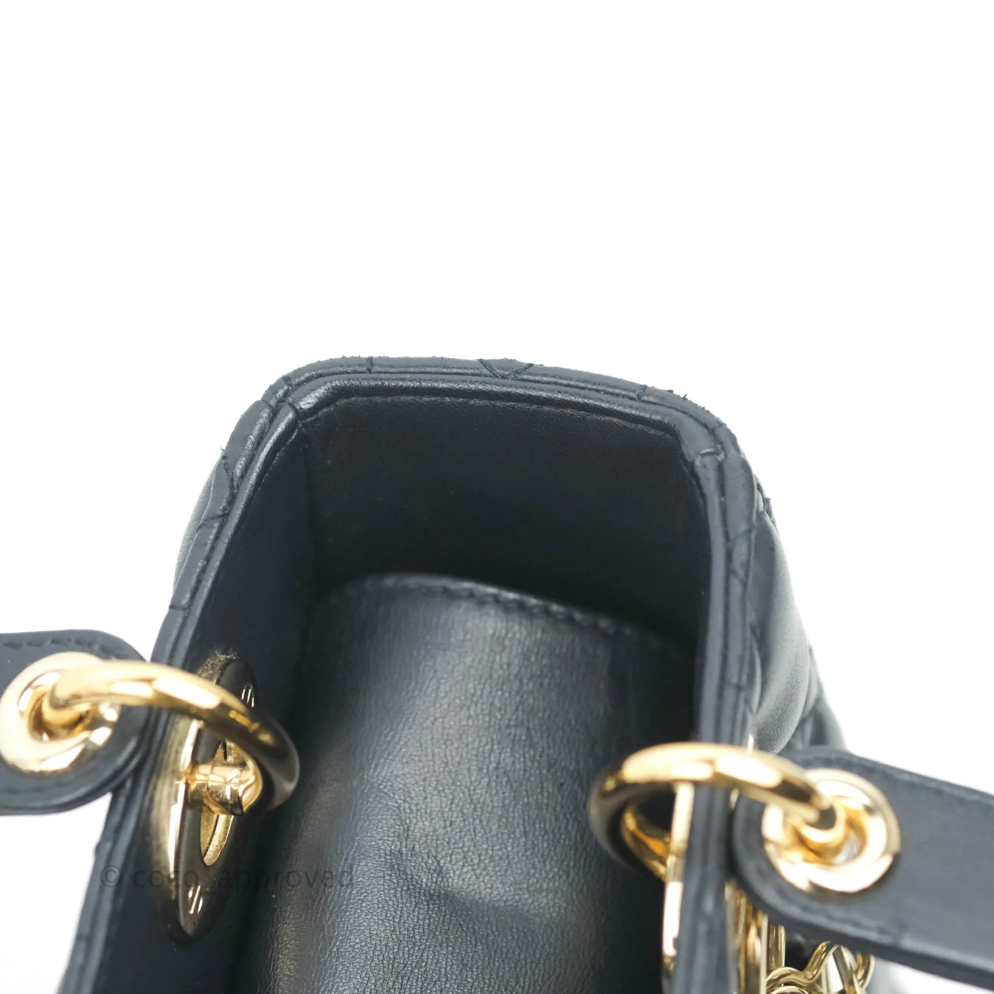 Christian Dior My ABCDior Lady Dior Navy Lambskin Gold Hardware with Twilly