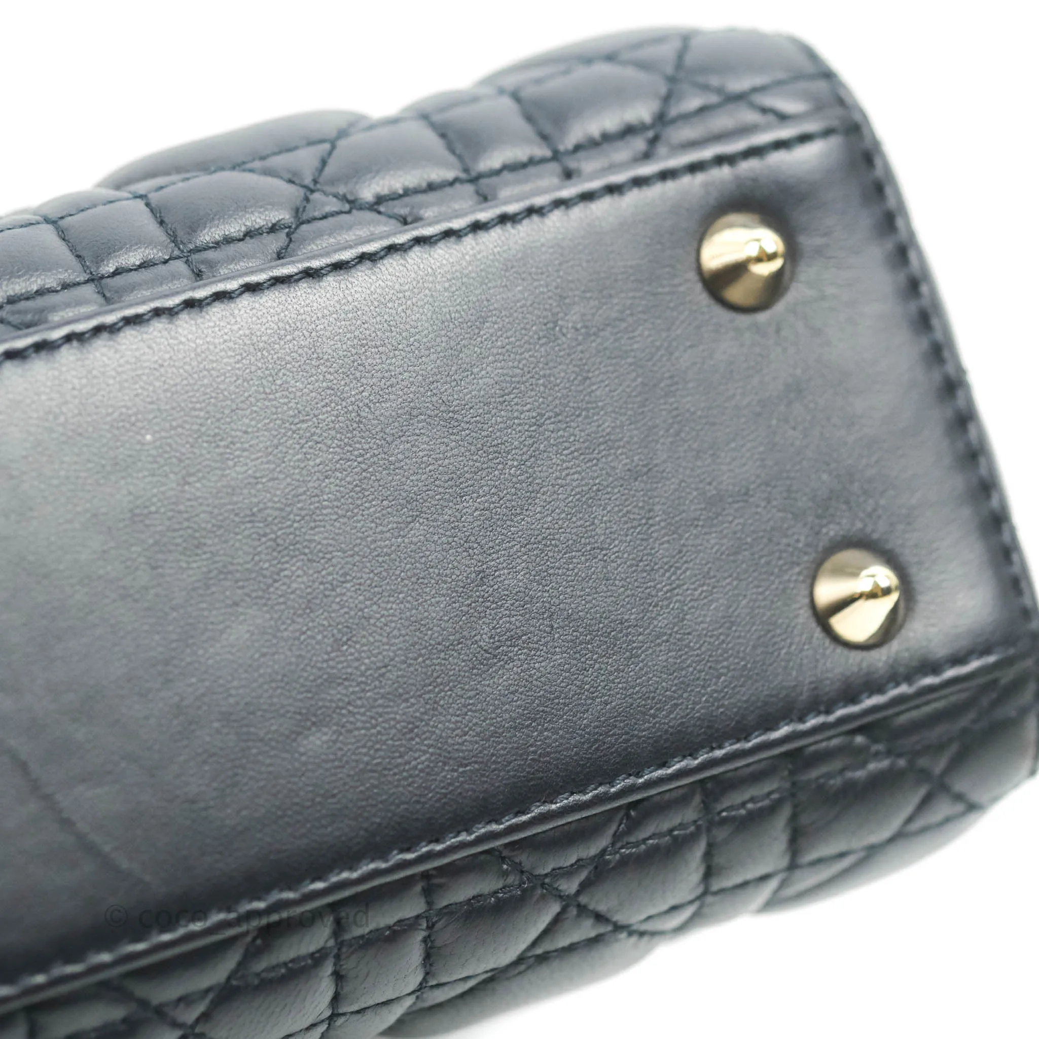 Christian Dior My ABCDior Lady Dior Navy Lambskin Gold Hardware with Twilly