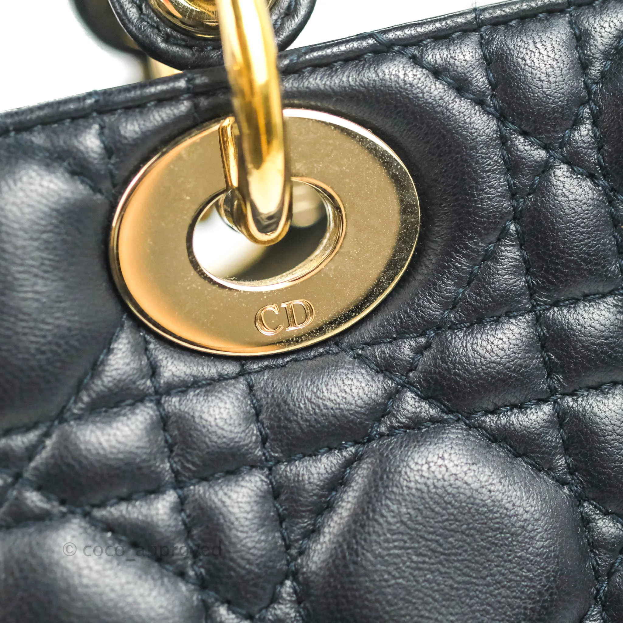 Christian Dior My ABCDior Lady Dior Navy Lambskin Gold Hardware with Twilly