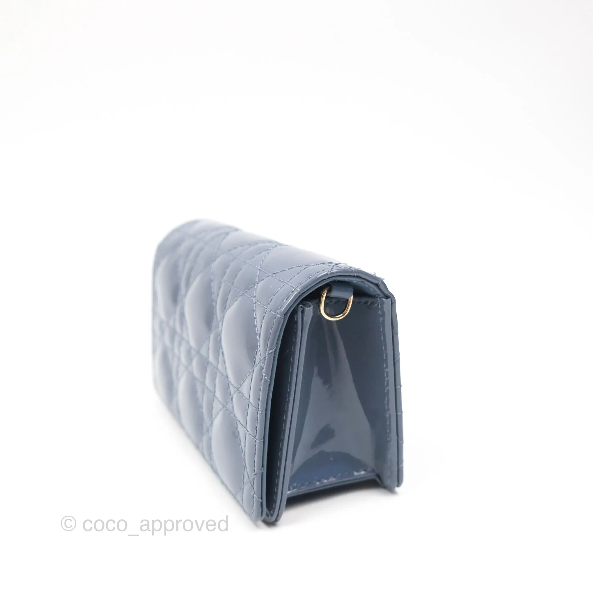 Christian Dior Nano Lady Dior Pouch Cloud Blue Cannage Patent