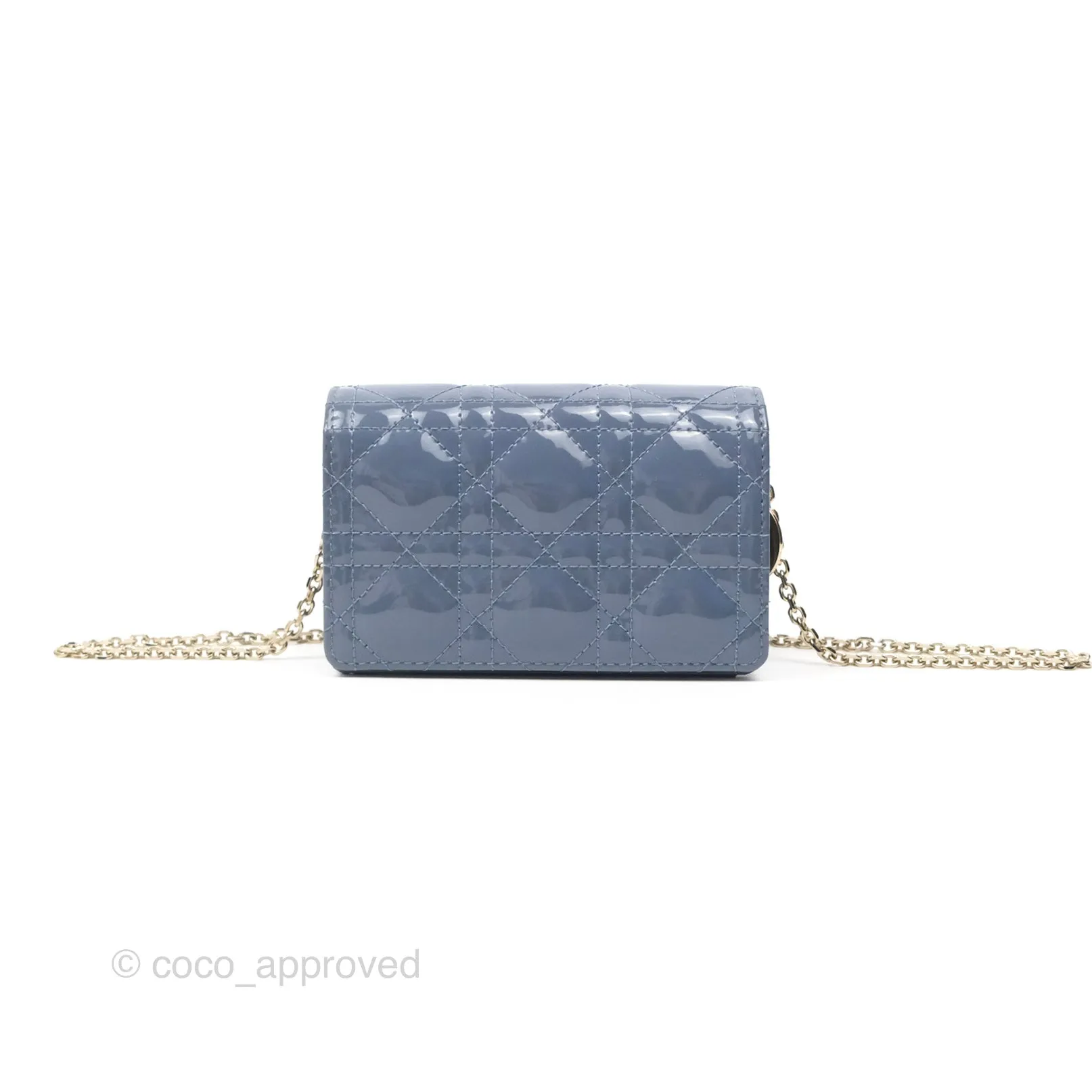 Christian Dior Nano Lady Dior Pouch Cloud Blue Cannage Patent