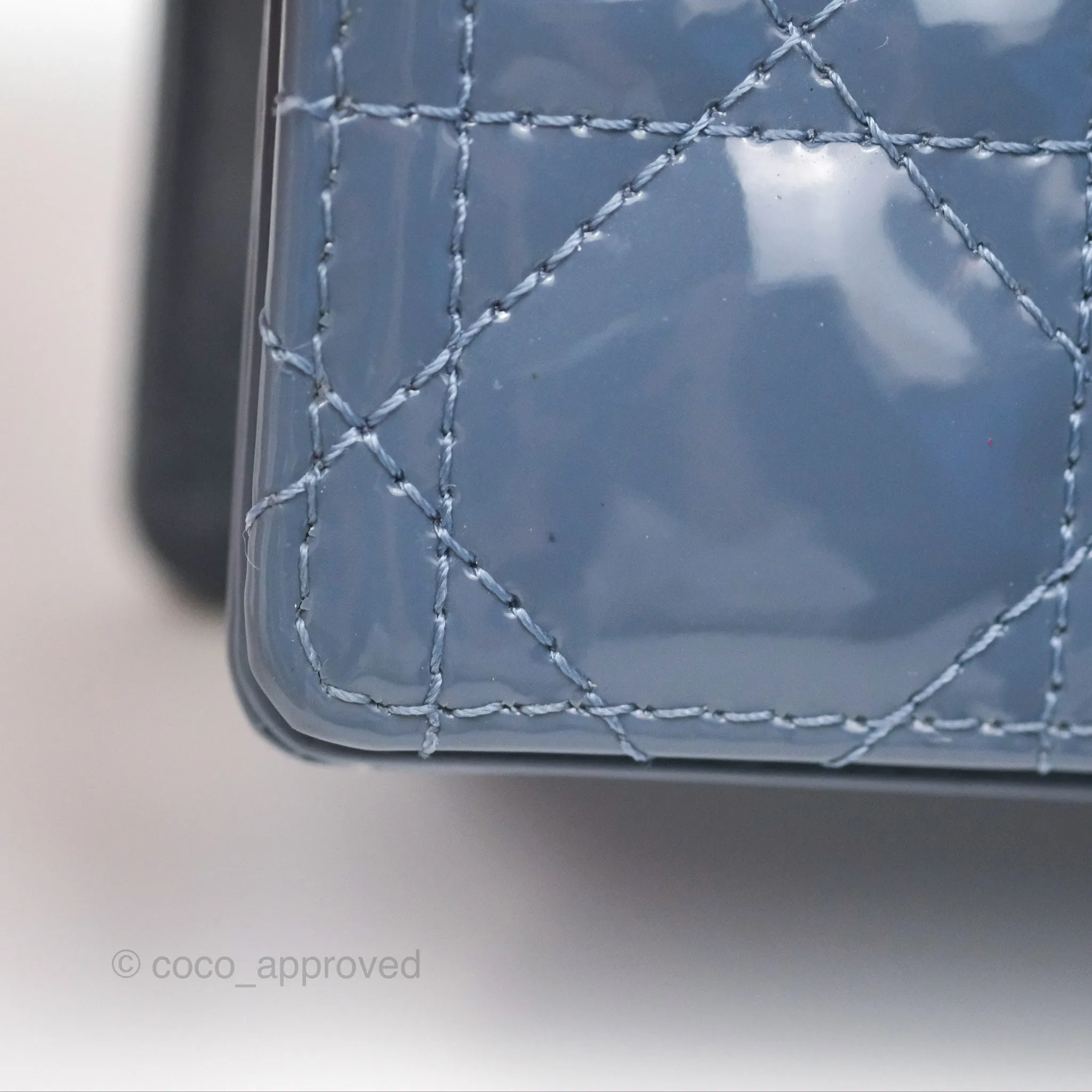 Christian Dior Nano Lady Dior Pouch Cloud Blue Cannage Patent