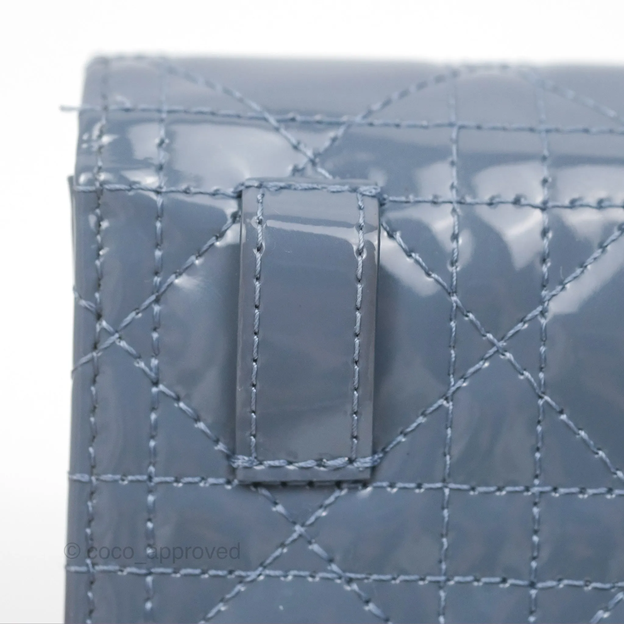Christian Dior Nano Lady Dior Pouch Cloud Blue Cannage Patent