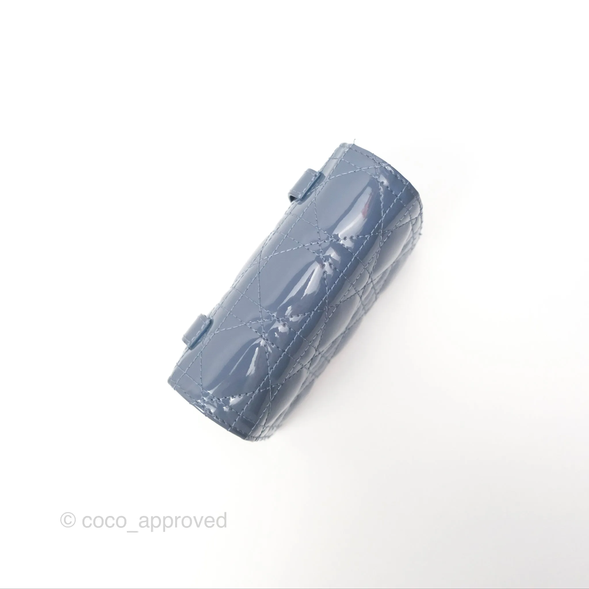Christian Dior Nano Lady Dior Pouch Cloud Blue Cannage Patent