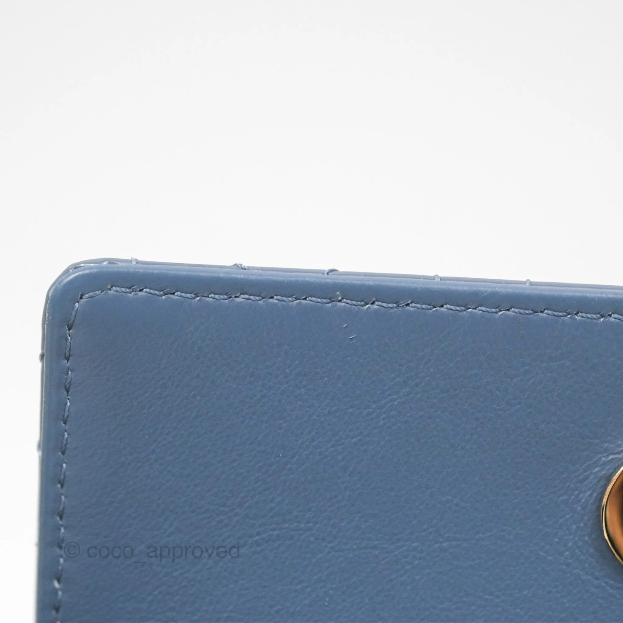 Christian Dior Nano Lady Dior Pouch Cloud Blue Cannage Patent