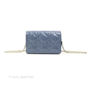 Christian Dior Nano Lady Dior Pouch Cloud Blue Cannage Patent