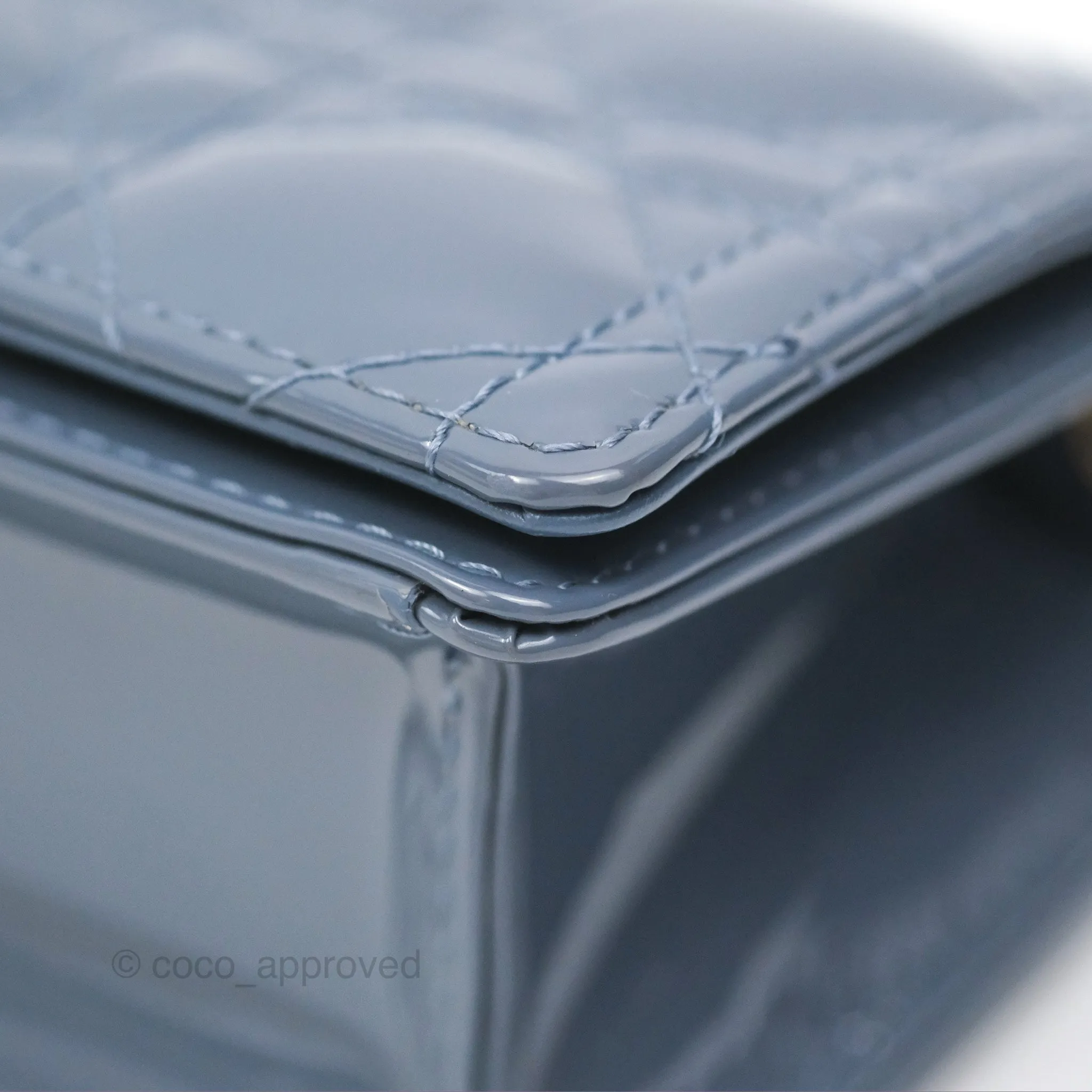 Christian Dior Nano Lady Dior Pouch Cloud Blue Cannage Patent