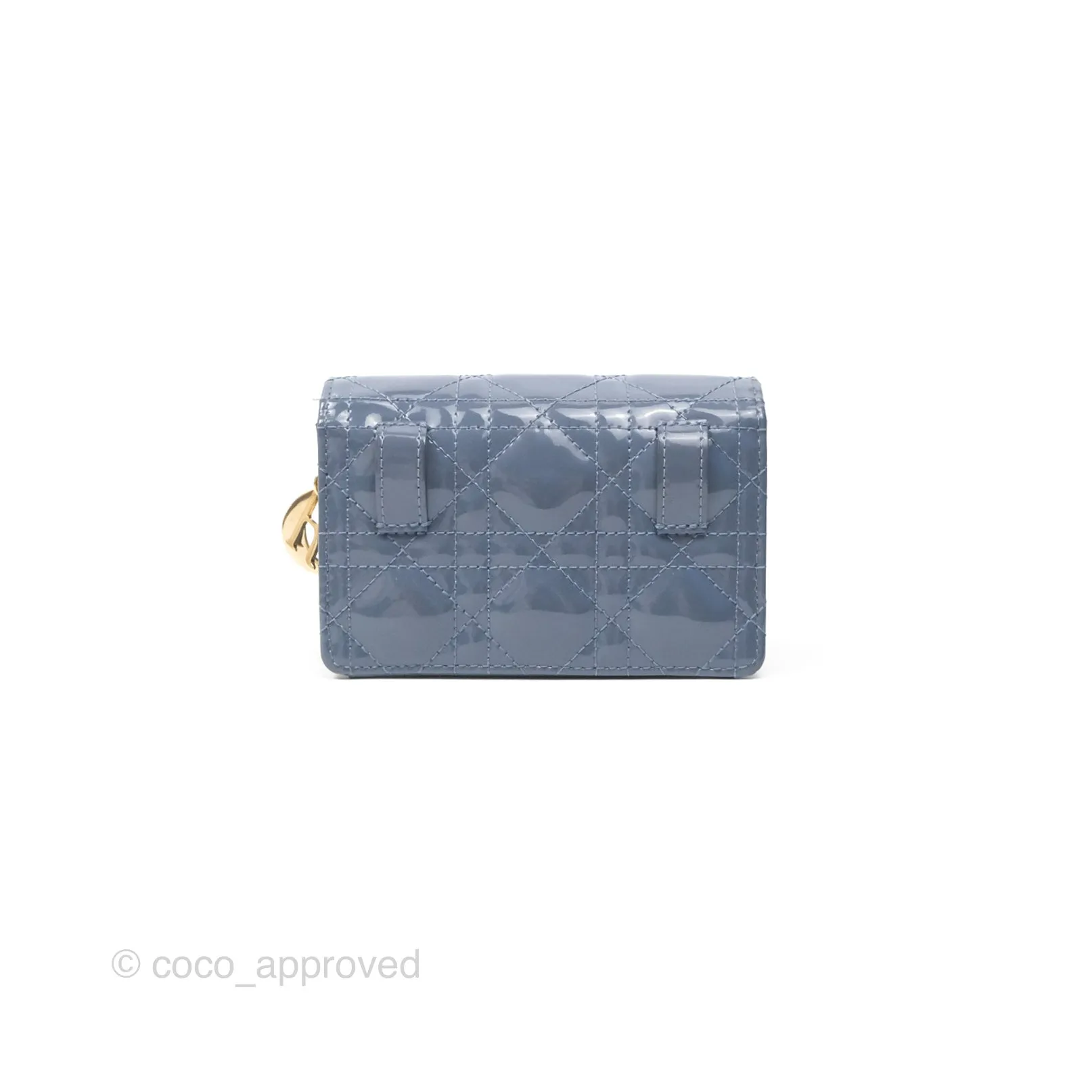 Christian Dior Nano Lady Dior Pouch Cloud Blue Cannage Patent