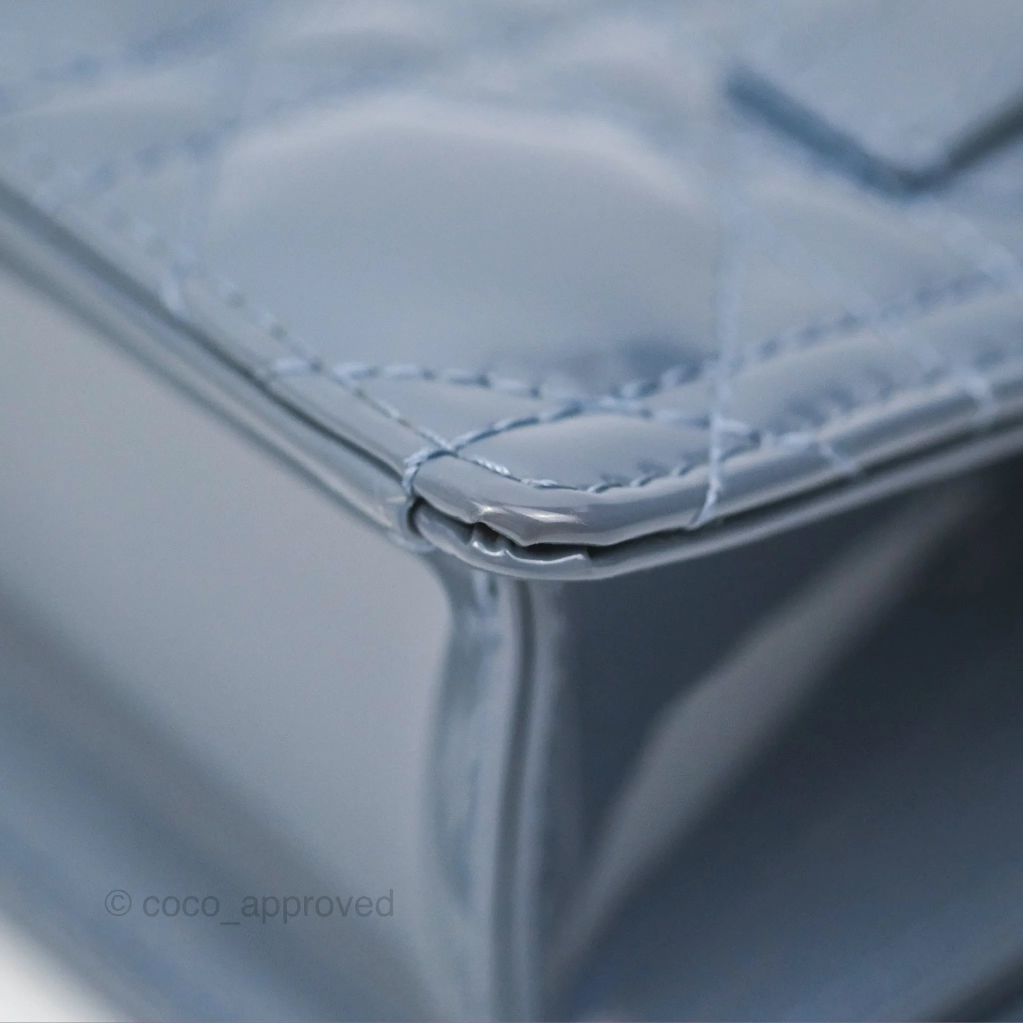 Christian Dior Nano Lady Dior Pouch Cloud Blue Cannage Patent