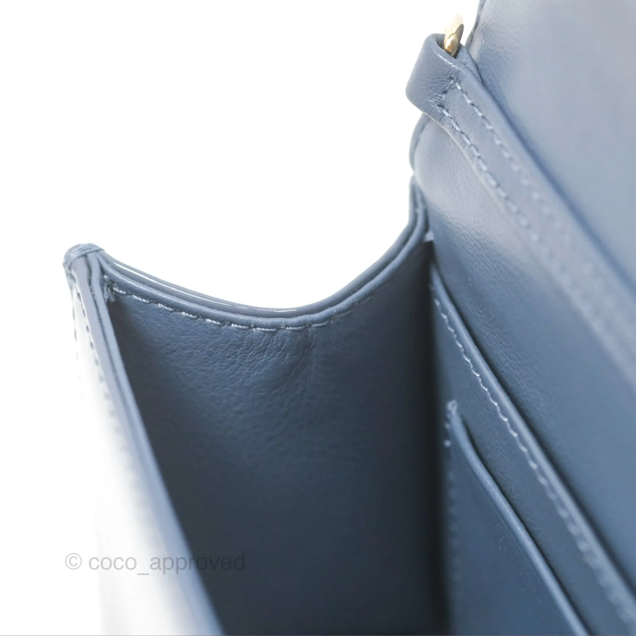 Christian Dior Nano Lady Dior Pouch Cloud Blue Cannage Patent