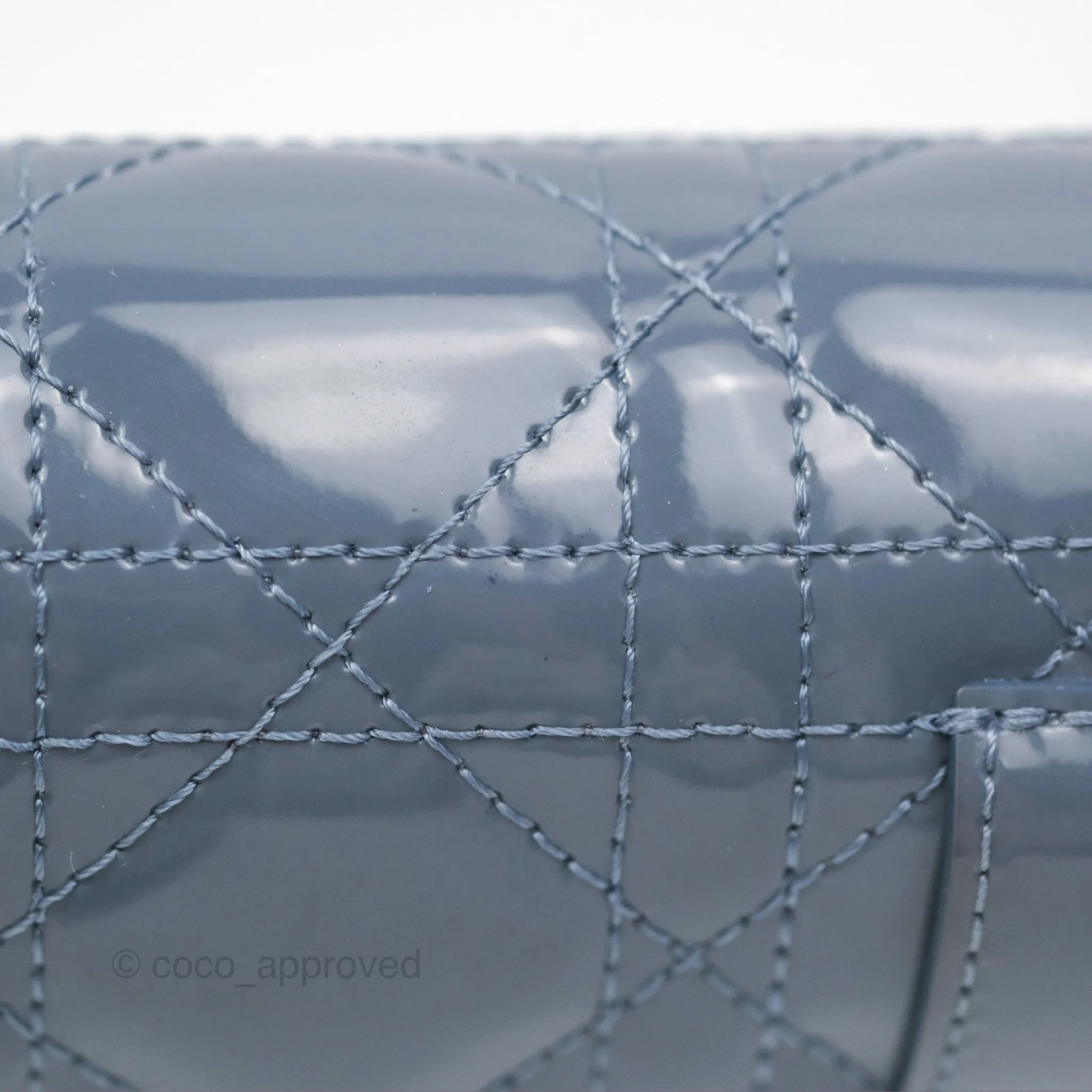 Christian Dior Nano Lady Dior Pouch Cloud Blue Cannage Patent