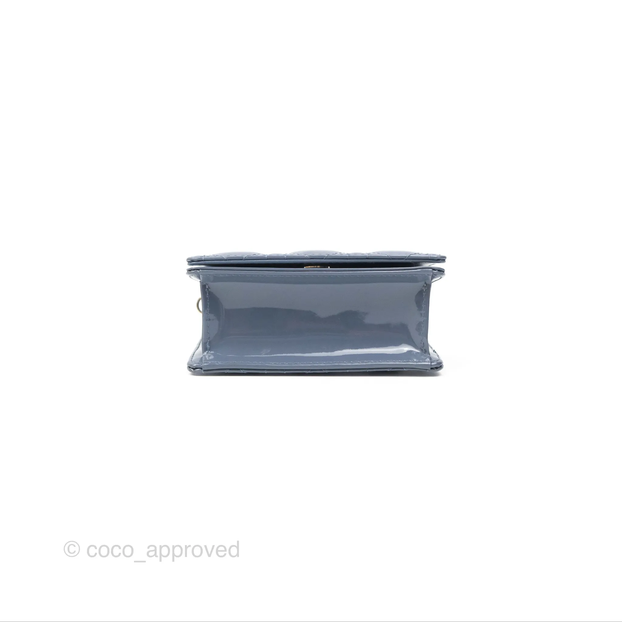 Christian Dior Nano Lady Dior Pouch Cloud Blue Cannage Patent