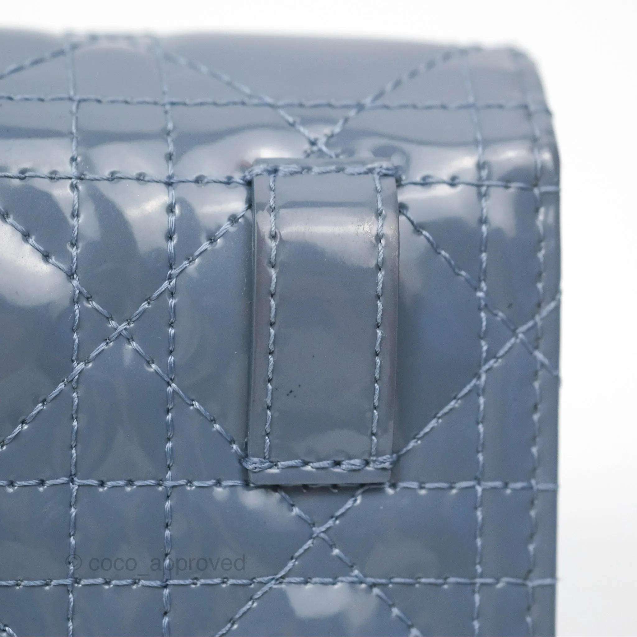 Christian Dior Nano Lady Dior Pouch Cloud Blue Cannage Patent