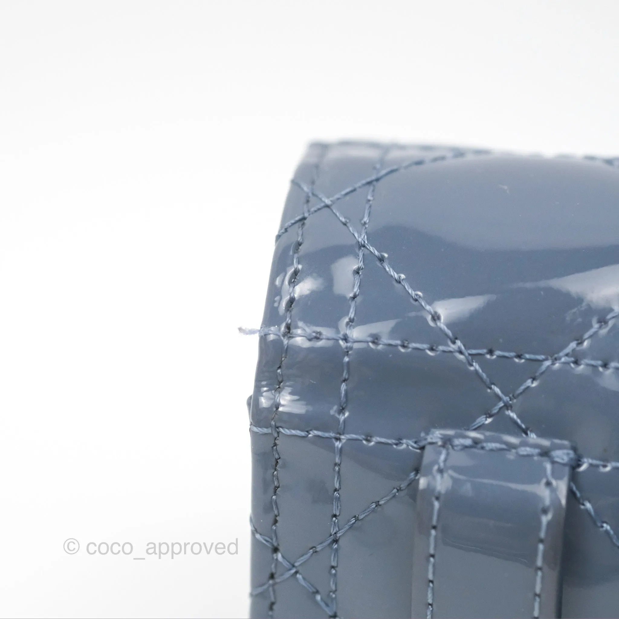 Christian Dior Nano Lady Dior Pouch Cloud Blue Cannage Patent