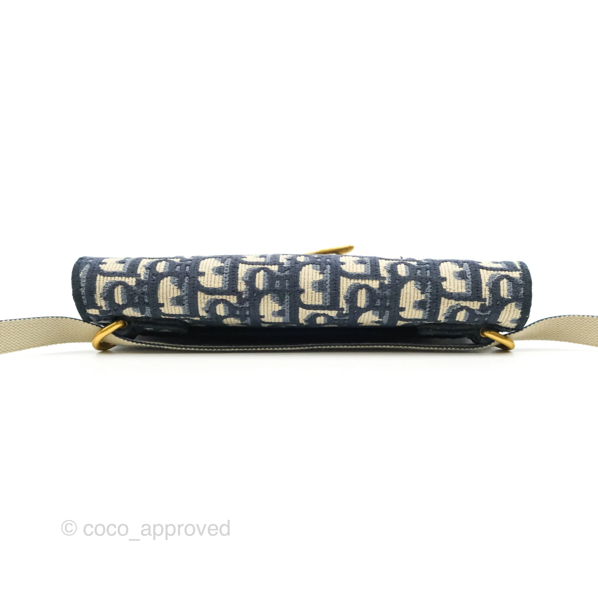 Christian Dior Navy Oblique Slim Saddle Pouch