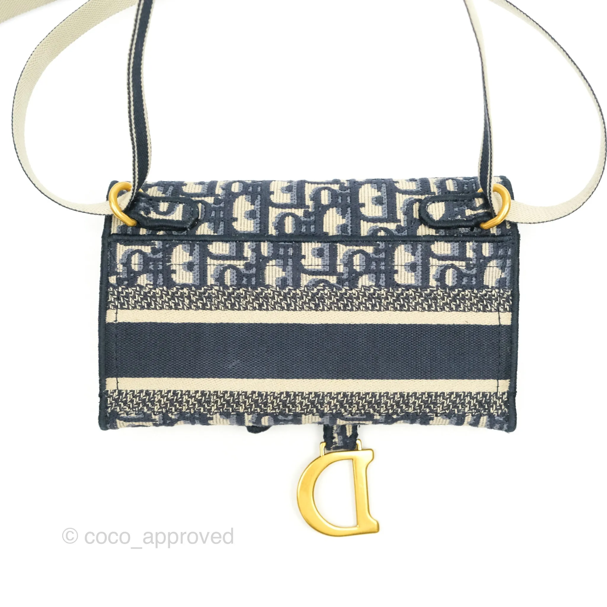 Christian Dior Navy Oblique Slim Saddle Pouch