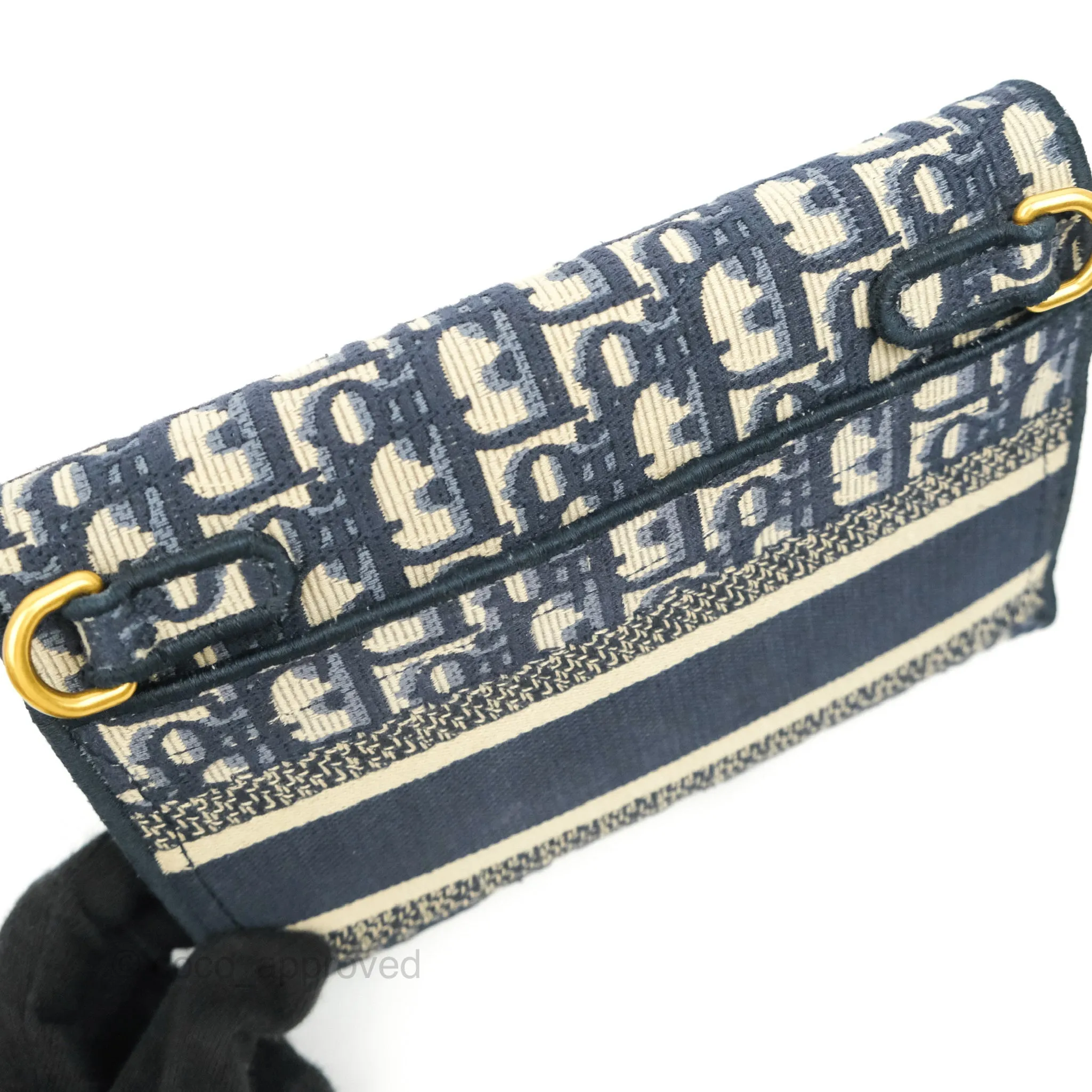 Christian Dior Navy Oblique Slim Saddle Pouch