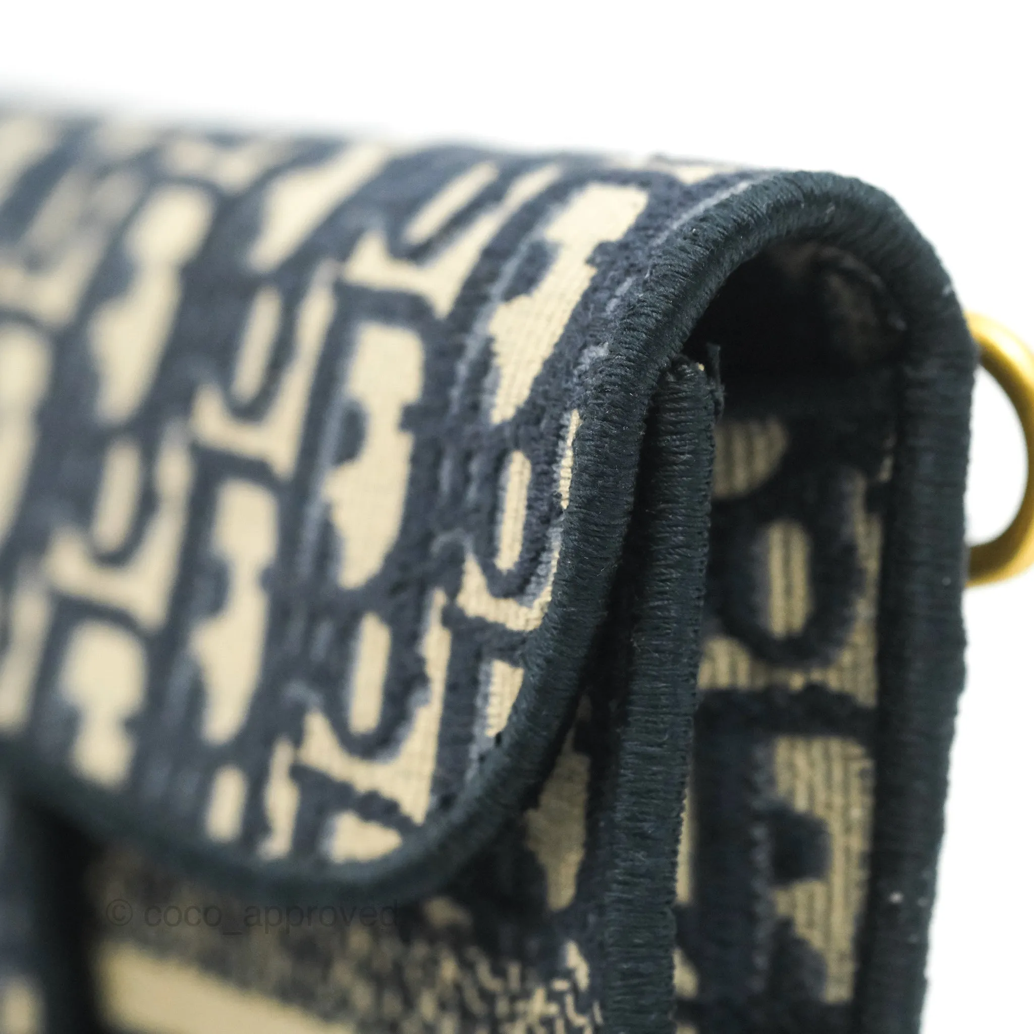 Christian Dior Navy Oblique Slim Saddle Pouch