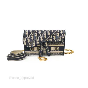 Christian Dior Navy Oblique Slim Saddle Pouch