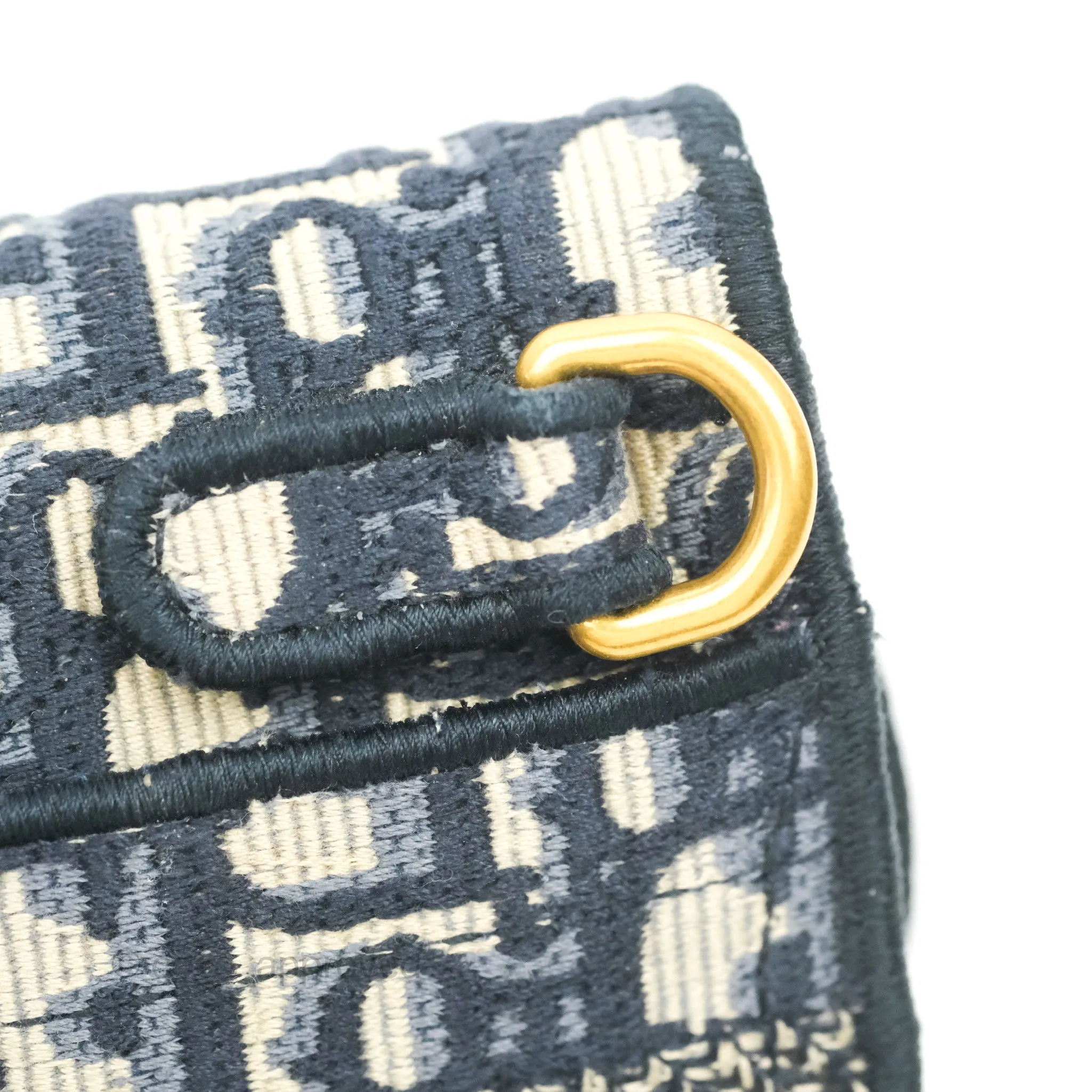 Christian Dior Navy Oblique Slim Saddle Pouch