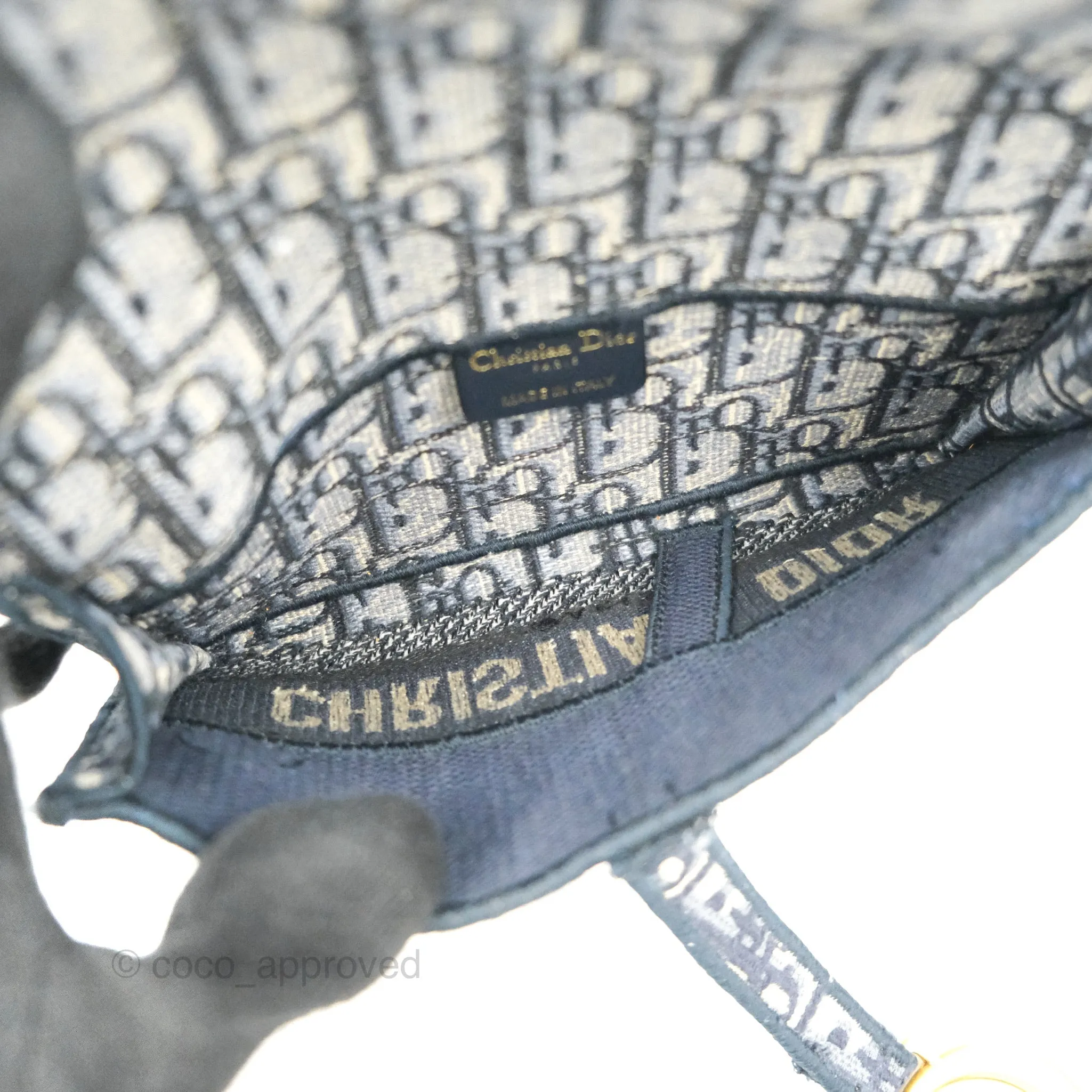 Christian Dior Navy Oblique Slim Saddle Pouch