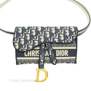 Christian Dior Navy Oblique Slim Saddle Pouch