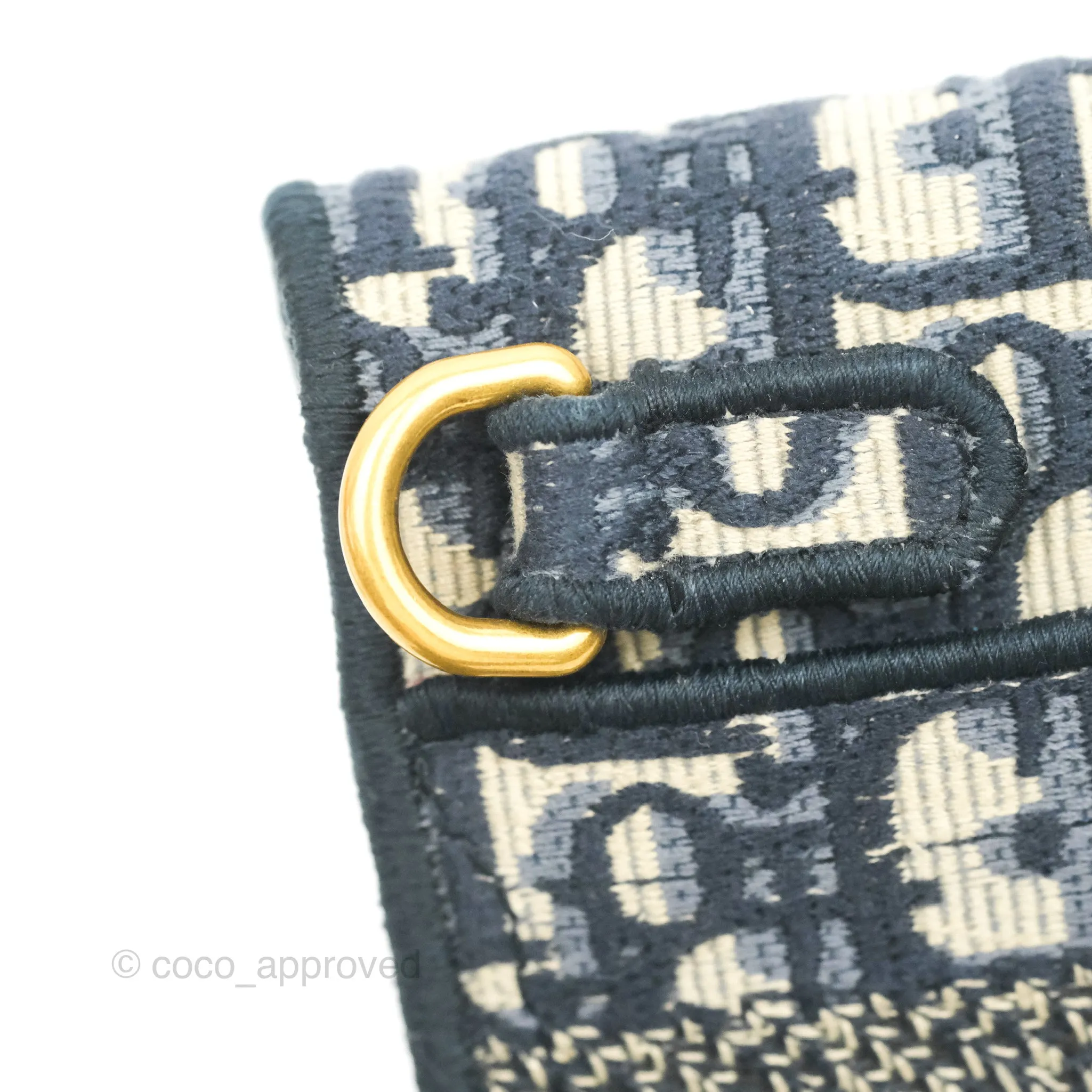 Christian Dior Navy Oblique Slim Saddle Pouch