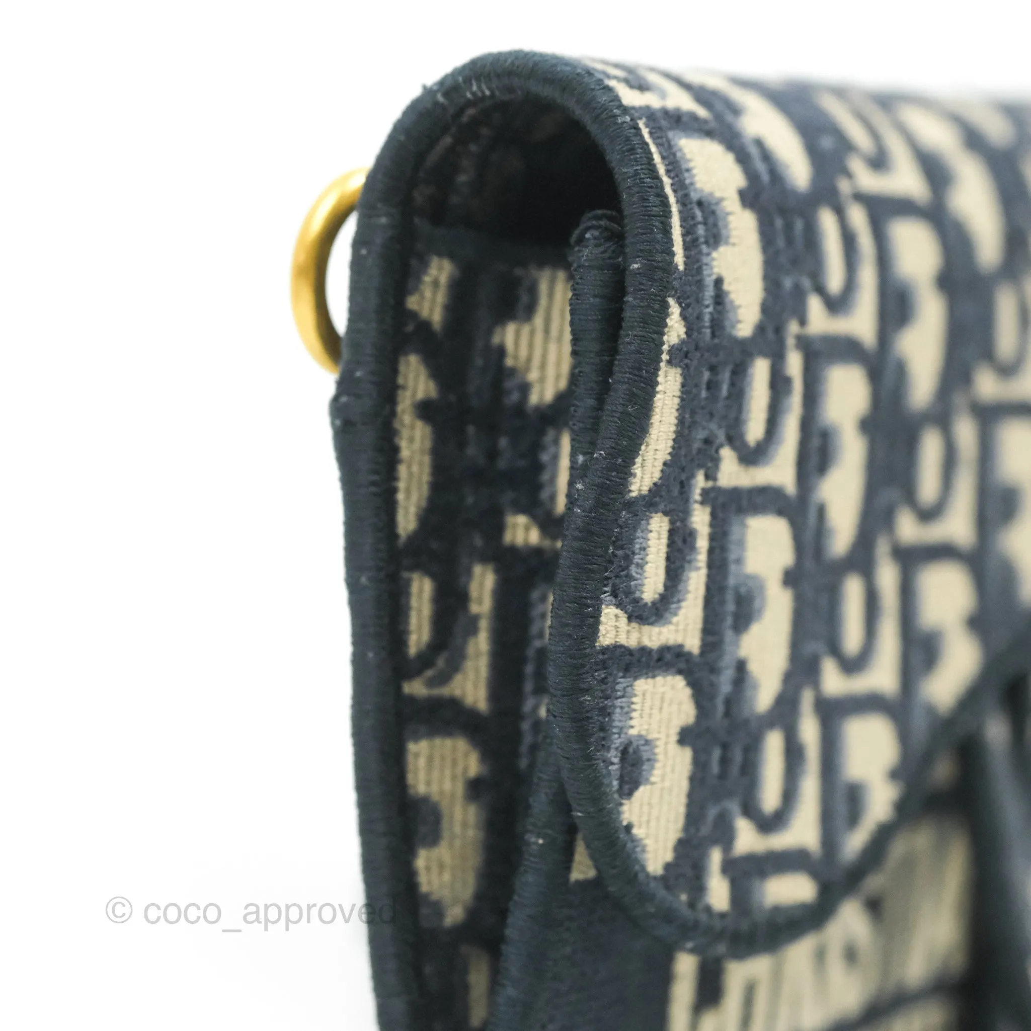 Christian Dior Navy Oblique Slim Saddle Pouch