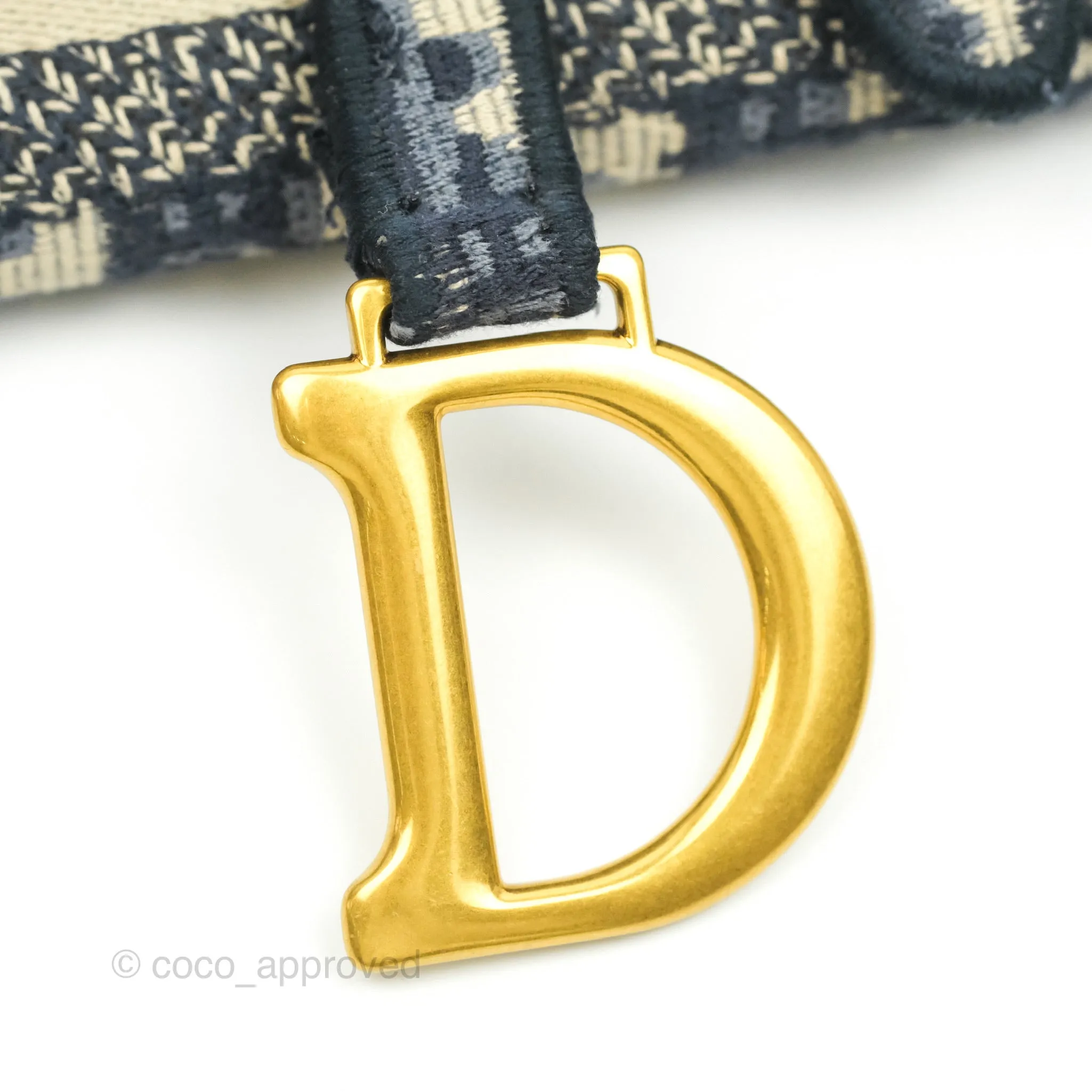 Christian Dior Navy Oblique Slim Saddle Pouch