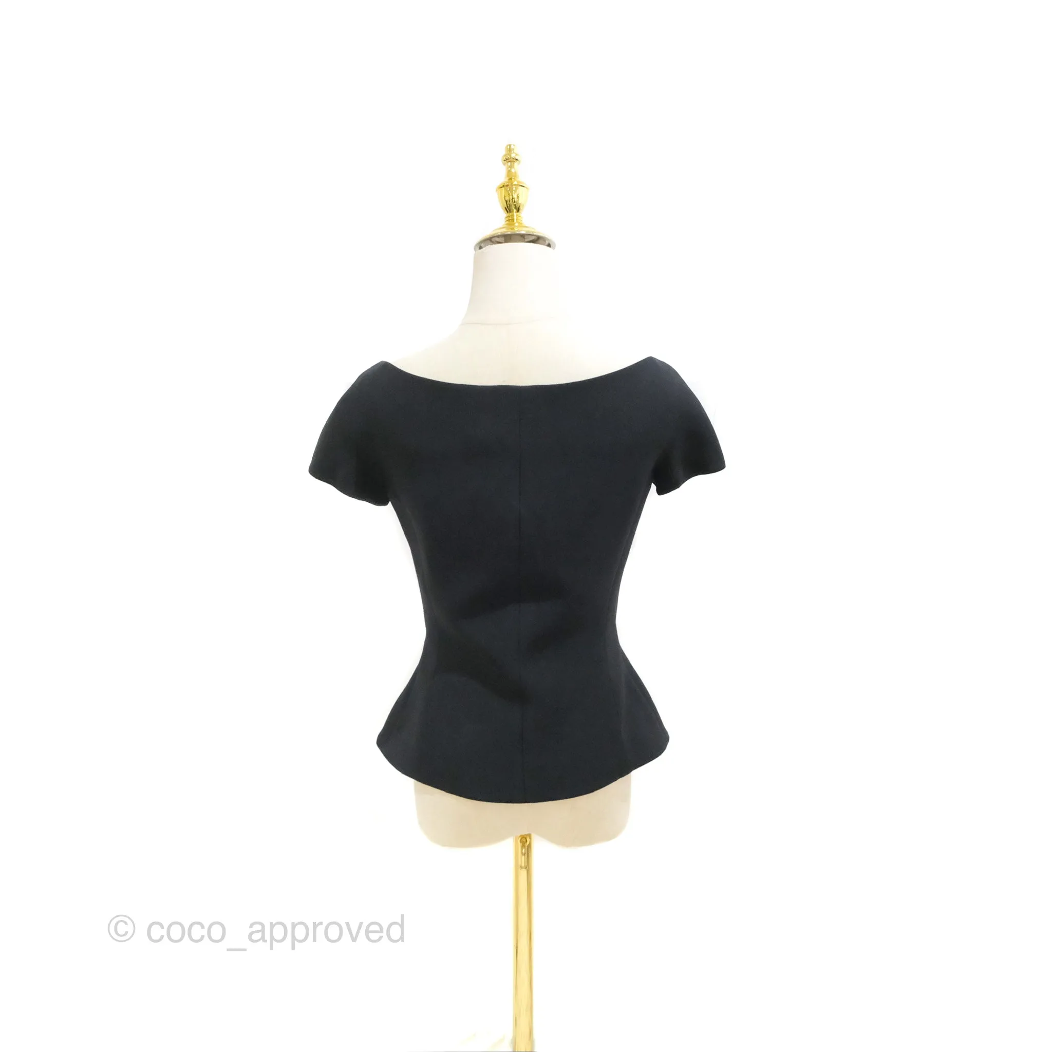 Christian Dior Off-The-Shoulder Double-Breasted Jacket Black Wool Silk Size 34