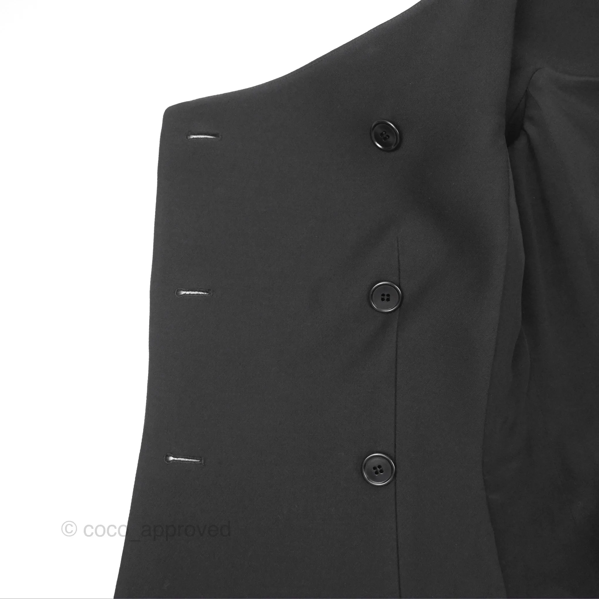 Christian Dior Off-The-Shoulder Double-Breasted Jacket Black Wool Silk Size 34