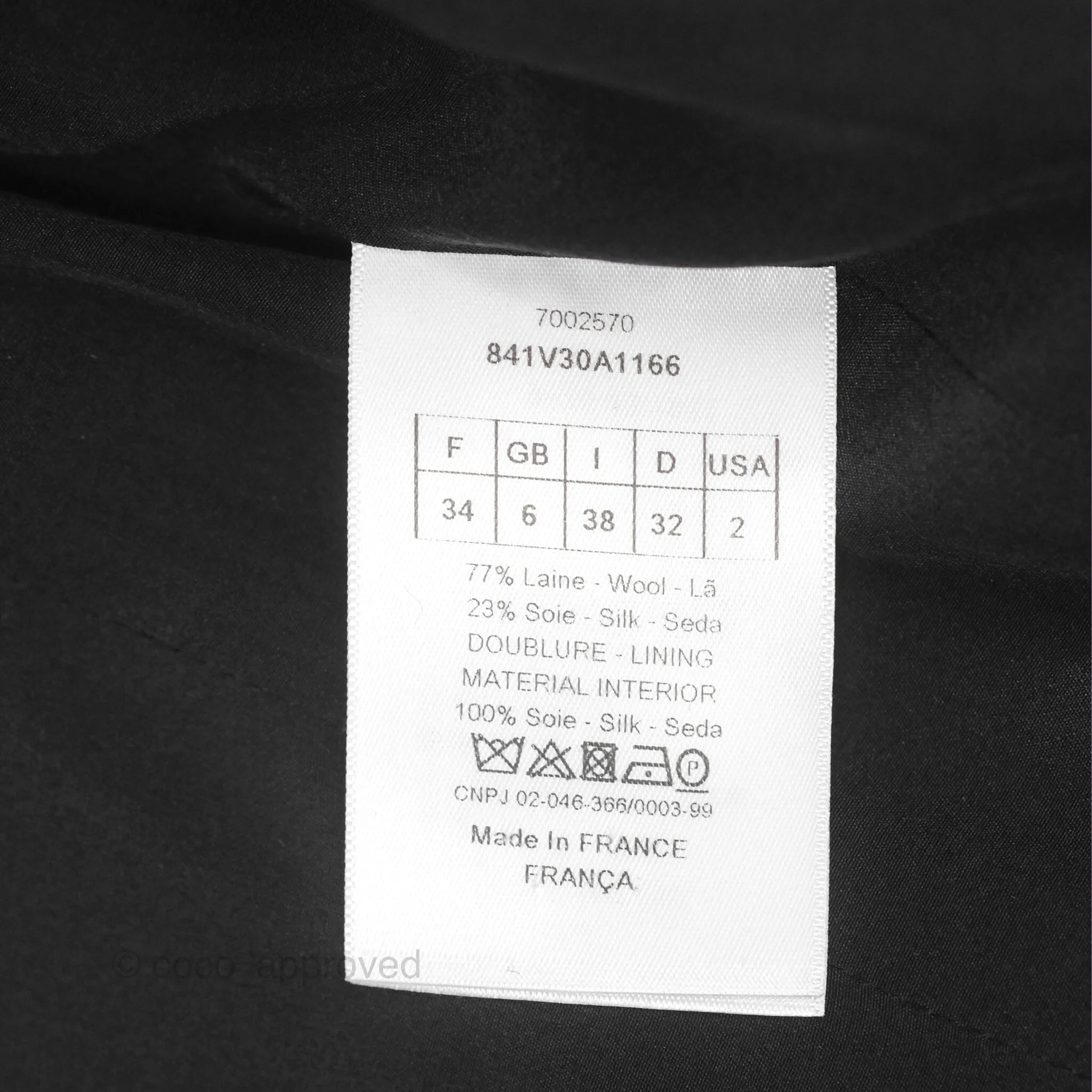 Christian Dior Off-The-Shoulder Double-Breasted Jacket Black Wool Silk Size 34