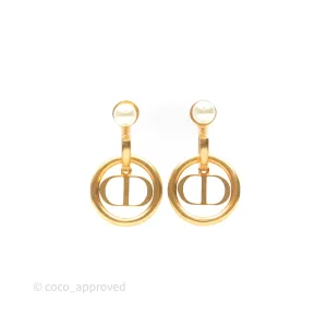 Christian Dior Pearl 30 Montaigne Earrings Gold Tone