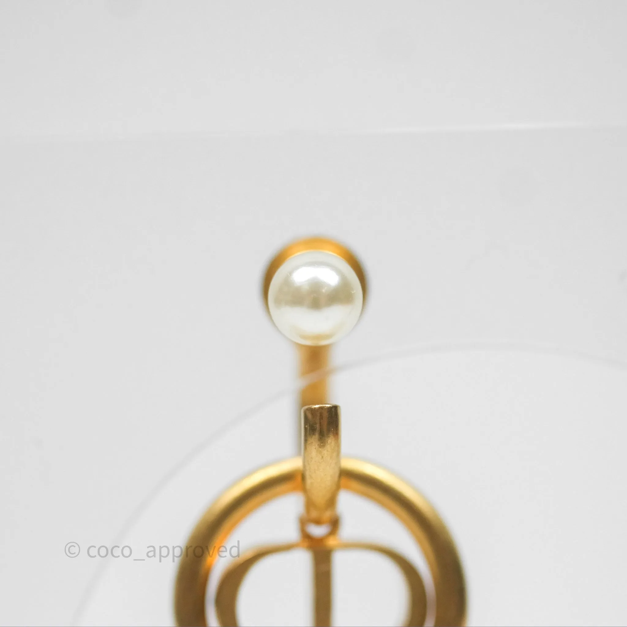 Christian Dior Pearl 30 Montaigne Earrings Gold Tone