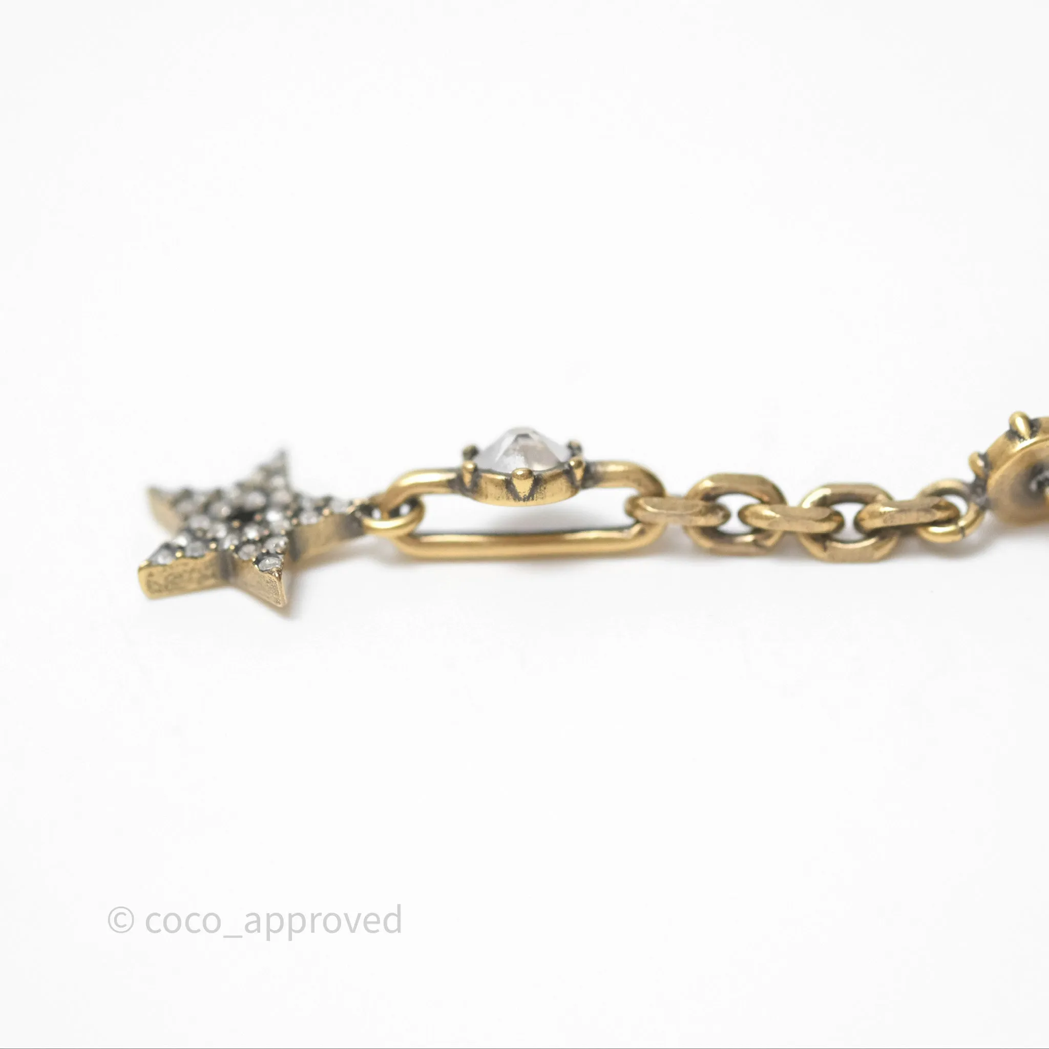 Christian Dior Pearl Crystal Star Earrings Gold Tone