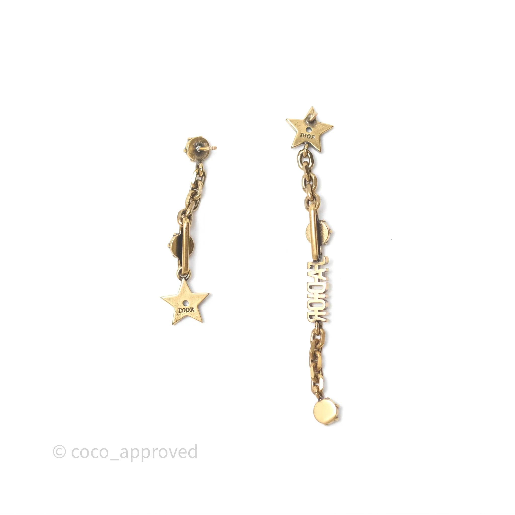 Christian Dior Pearl Crystal Star Earrings Gold Tone